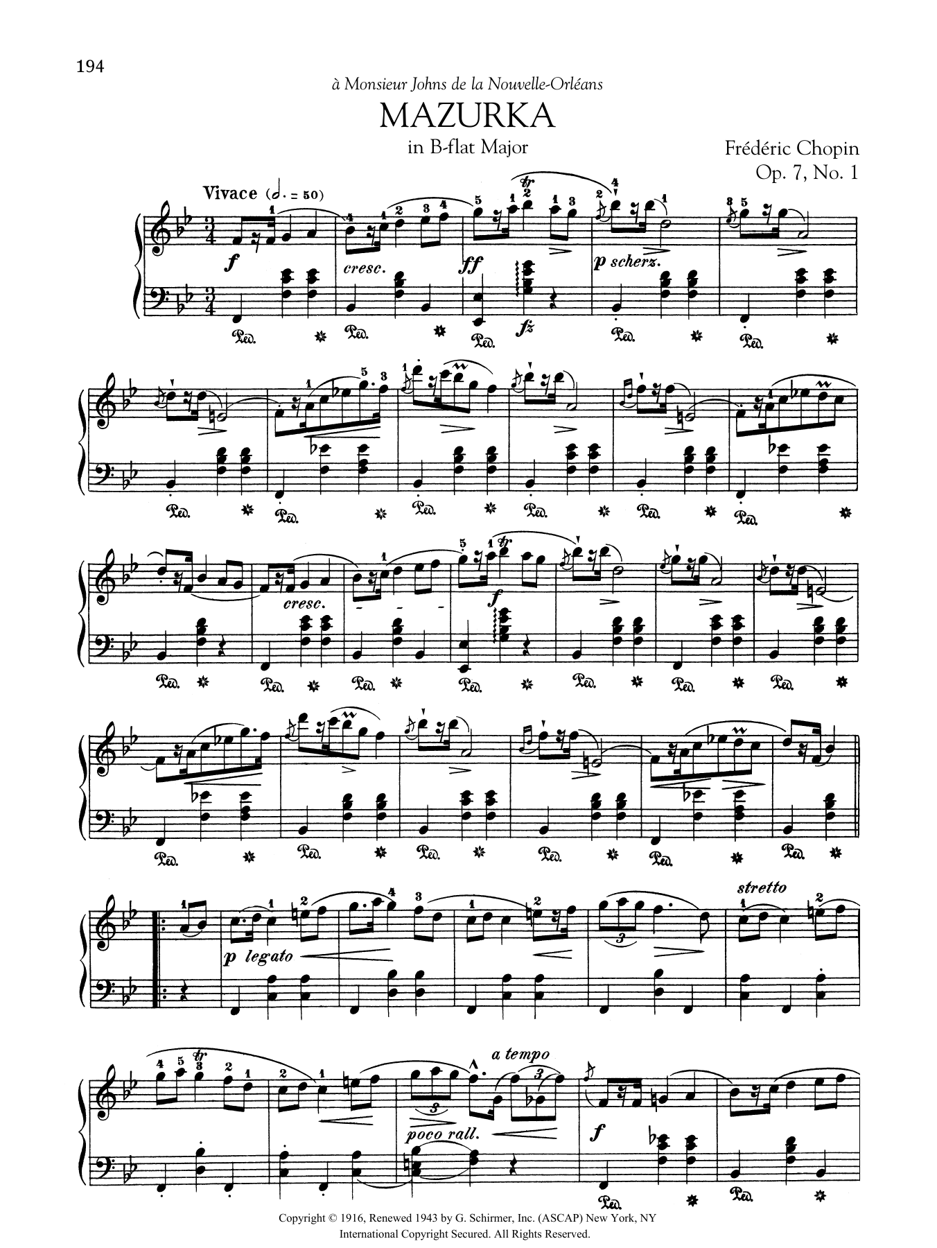 Mazurka in B-flat Major, Op. 7, No. 1 Mazurka in B-flat Major, Op. 7, No. 1