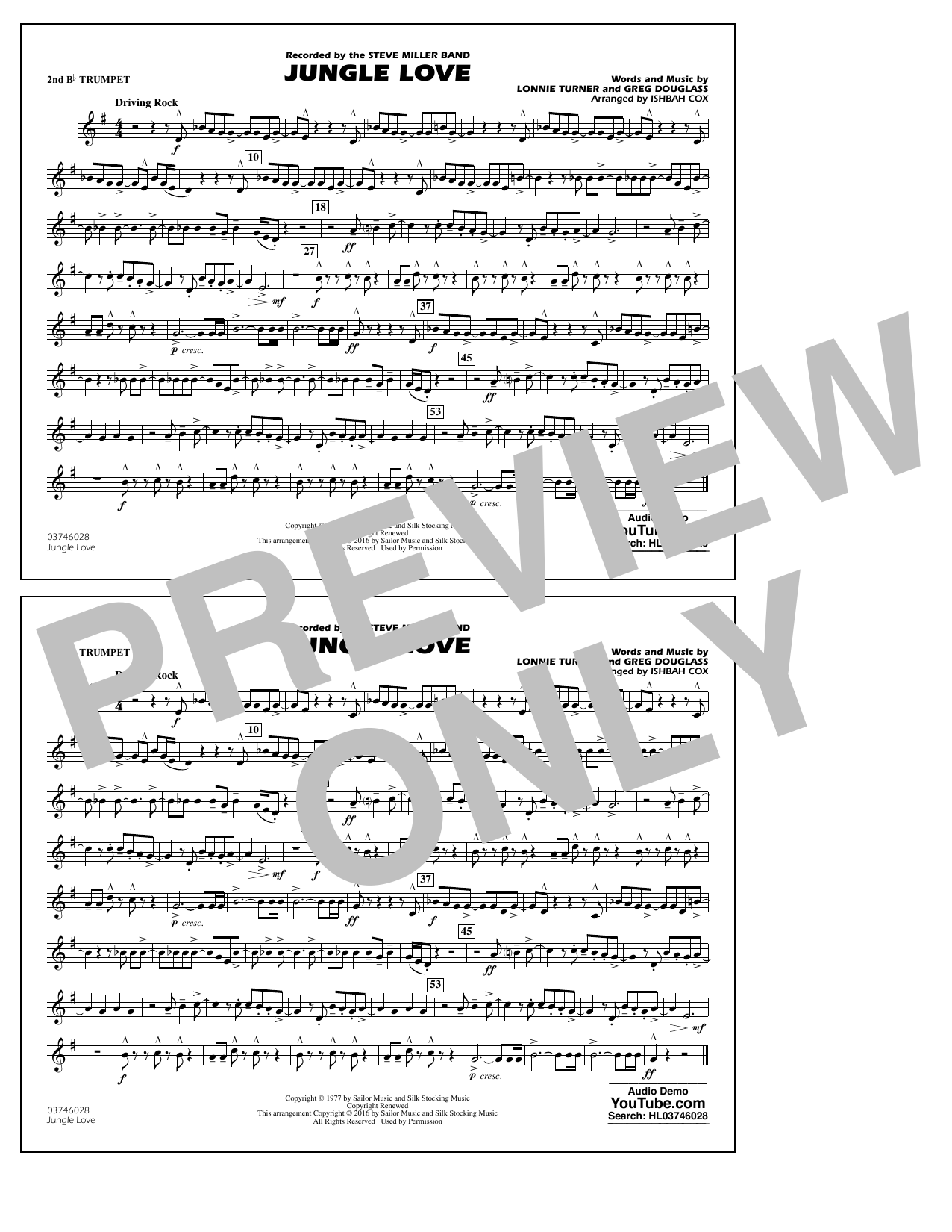 Jungle Love – 2nd Bb Trumpet Jungle Love – 2nd Bb Trumpet