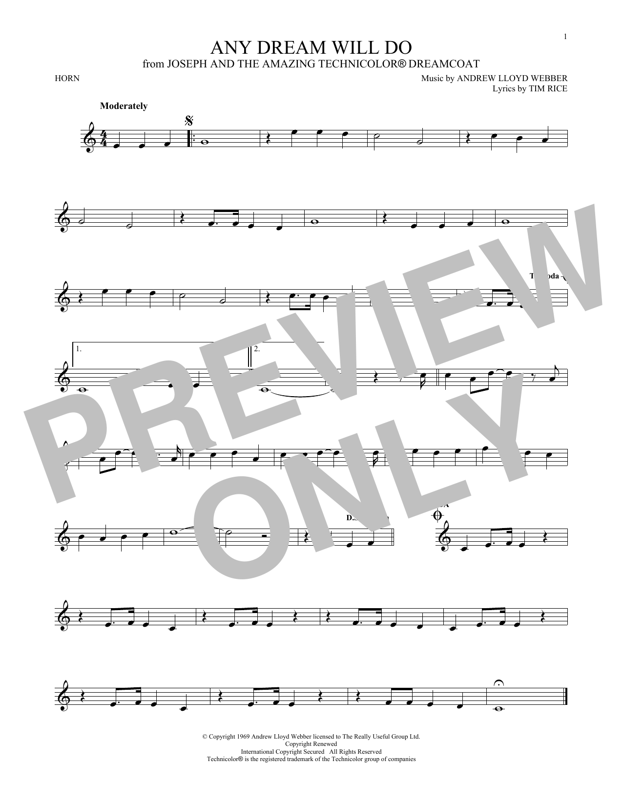 Any Dream Will Do (from Joseph and the Amazing Technicolor Dreamcoat) Any Dream Will Do (from Joseph and the Amazing Technicolor Dreamcoat)
