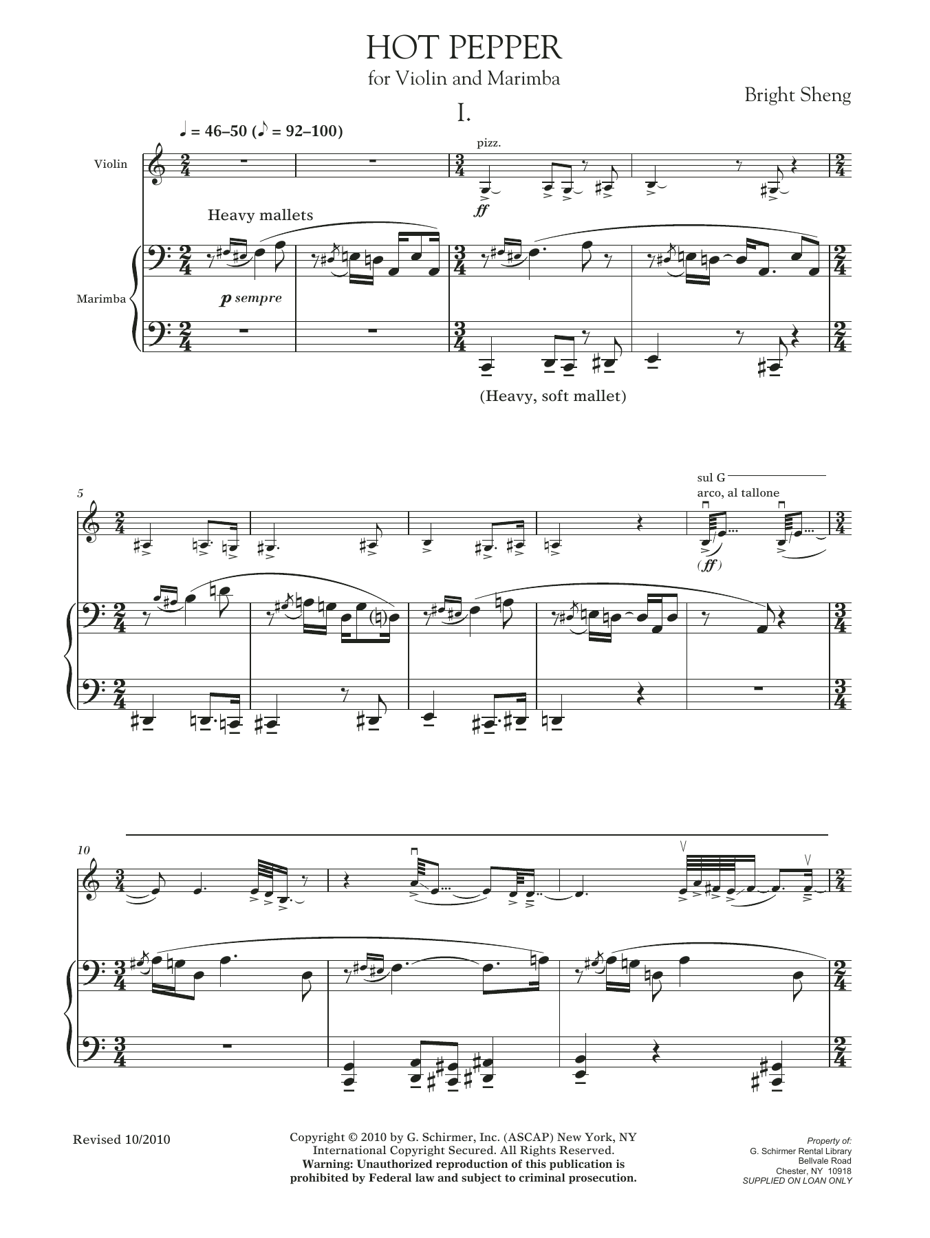 Hot Pepper (for Violin and Marimba) Hot Pepper (for Violin and Marimba)