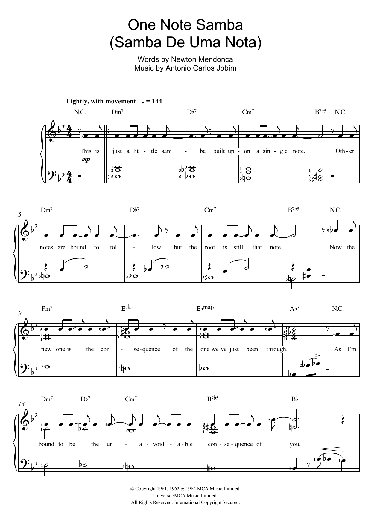 One Note Samba (Samba De Uma Nota) One Note Samba (Samba De Uma Nota)