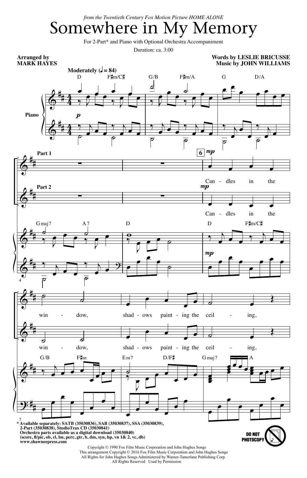 Somewhere In My Memory (arr. Mark Hayes) Somewhere In My Memory (arr. Mark Hayes)