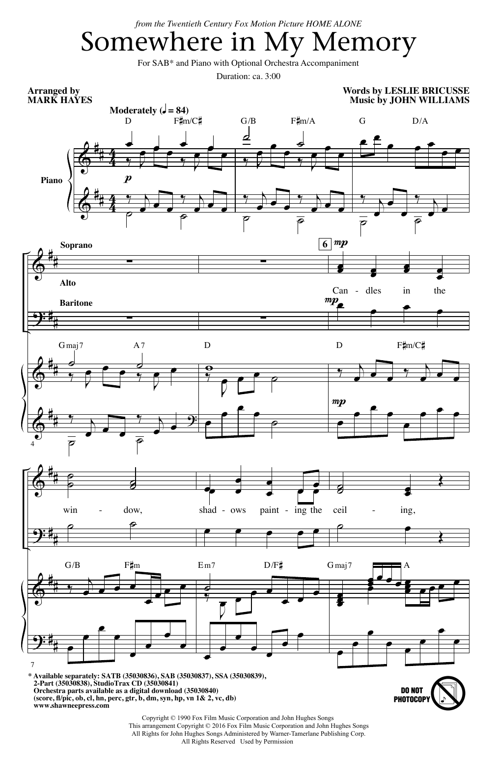 Somewhere In My Memory (arr. Mark Hayes) Somewhere In My Memory (arr. Mark Hayes)