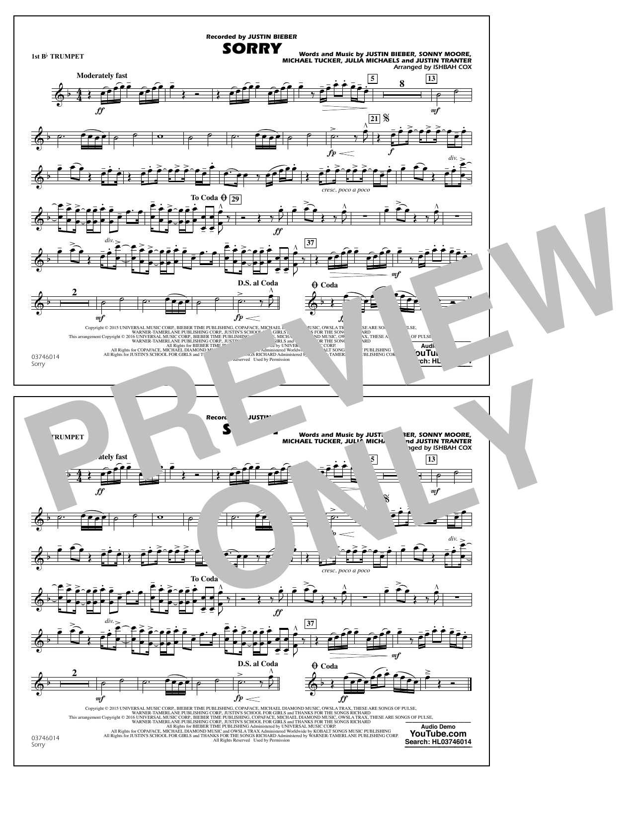 Sorry – 1st Bb Trumpet Sorry – 1st Bb Trumpet