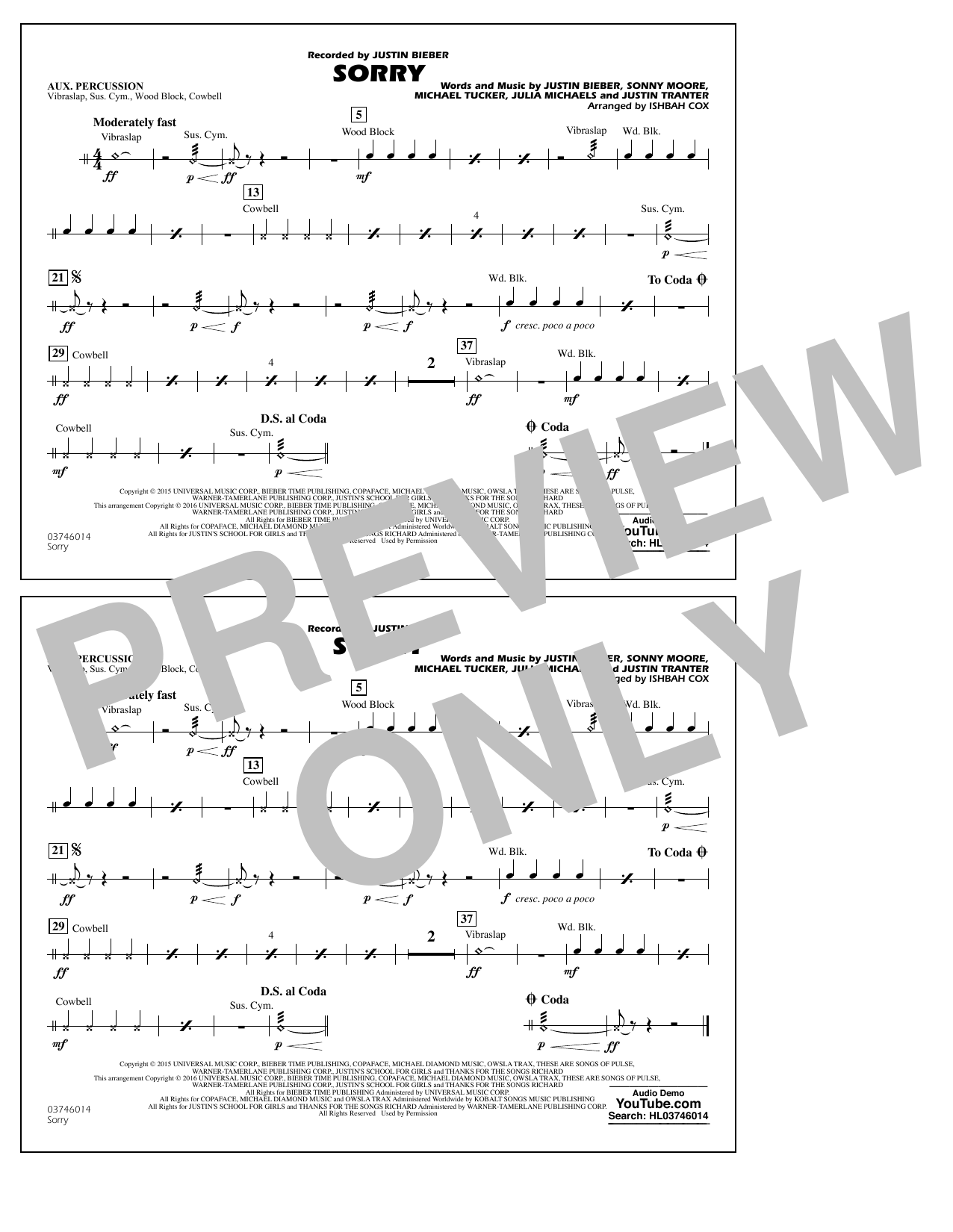 Sorry – Aux Percussion Sorry – Aux Percussion
