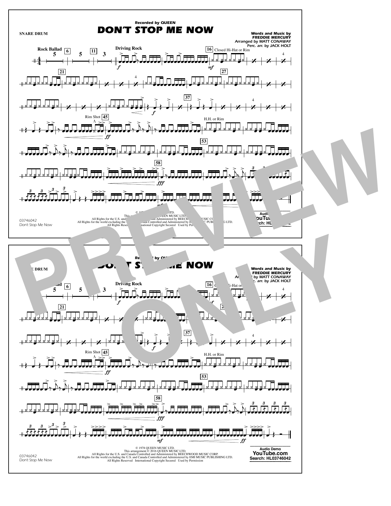 Don’t Stop Me Now – Snare Drum Don’t Stop Me Now – Snare Drum