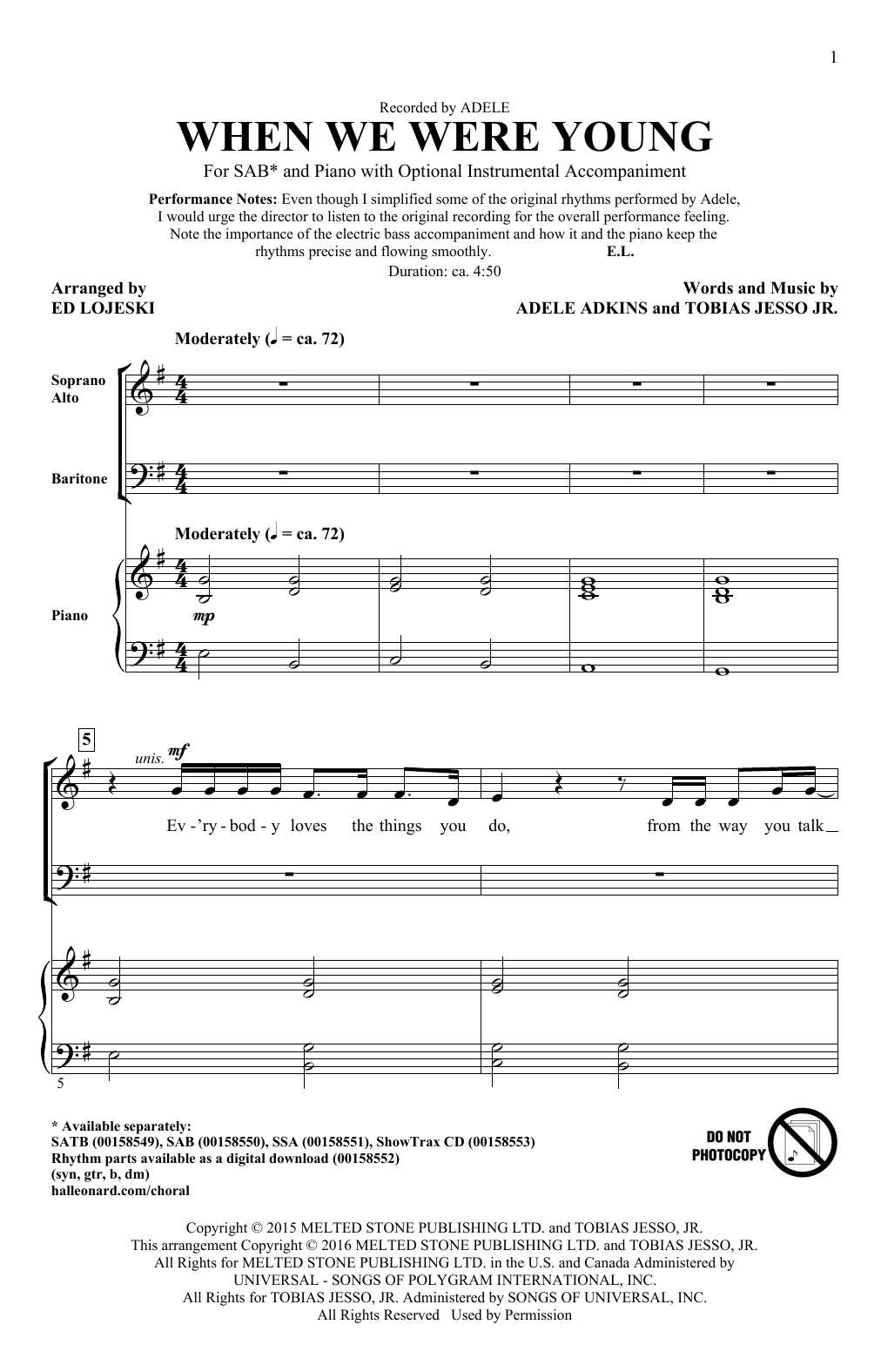 When We Were Young (arr. Ed Lojeski)