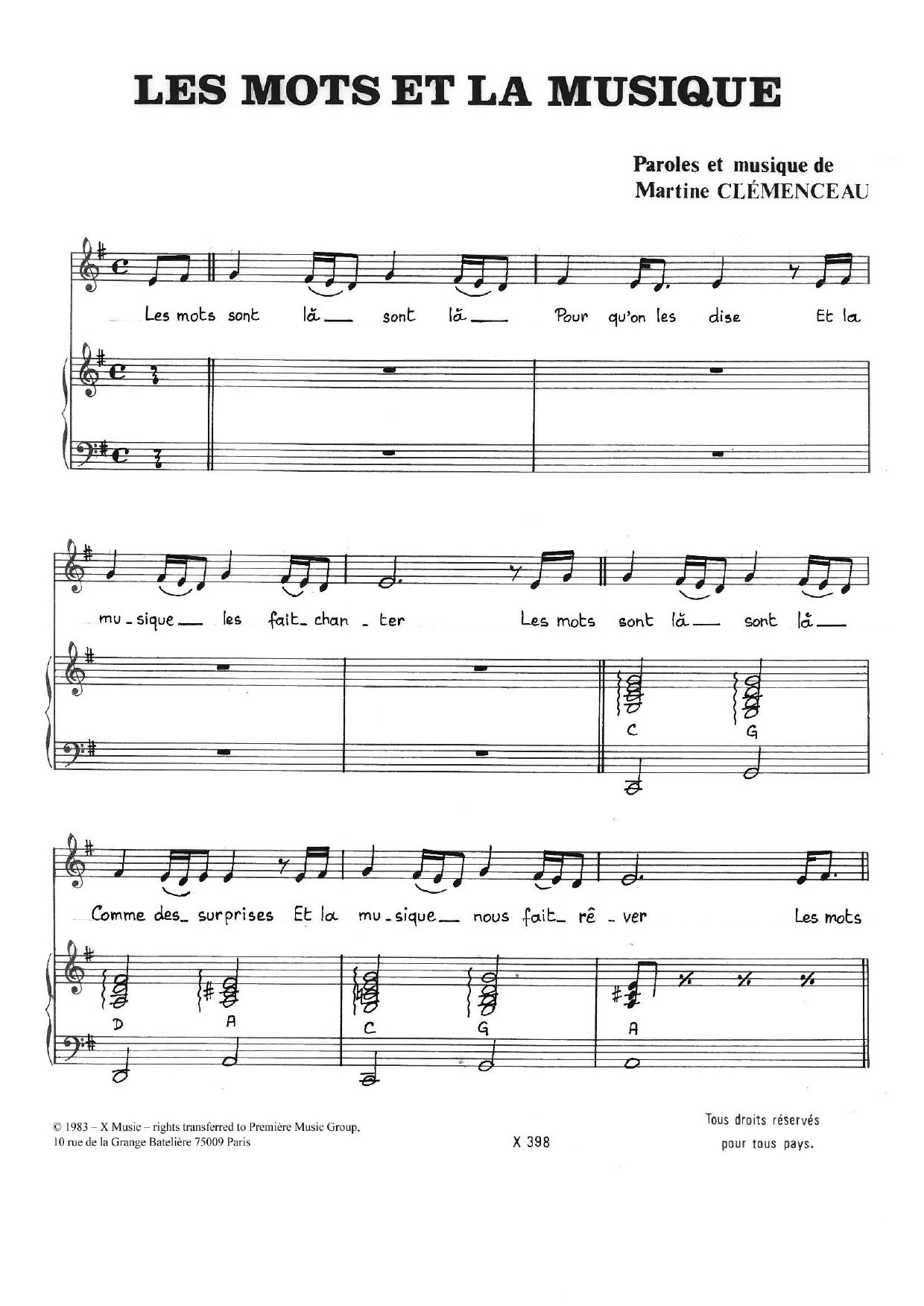 Les Mots Et La Musique Les Mots Et La Musique