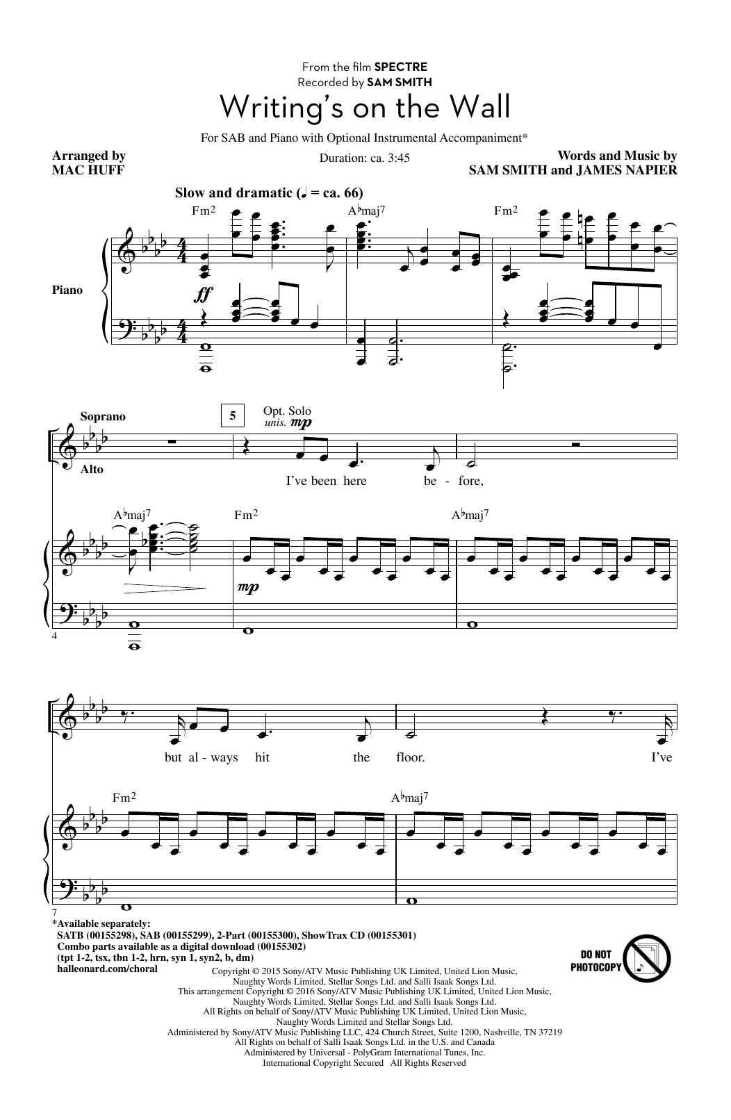 Writing’s On The Wall (arr. Mac Huff)