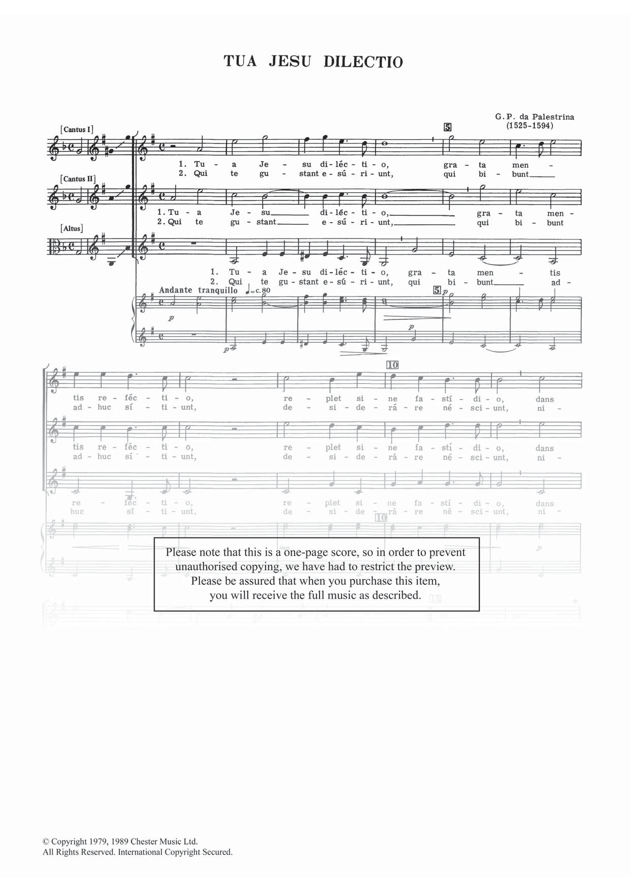 Tua Jesu Dilectio Tua Jesu Dilectio