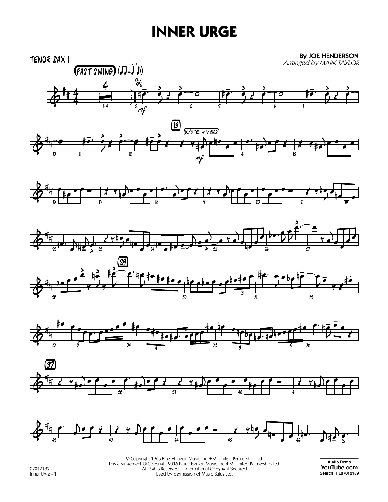 Inner Urge – Tenor Sax 1 Inner Urge – Tenor Sax 1