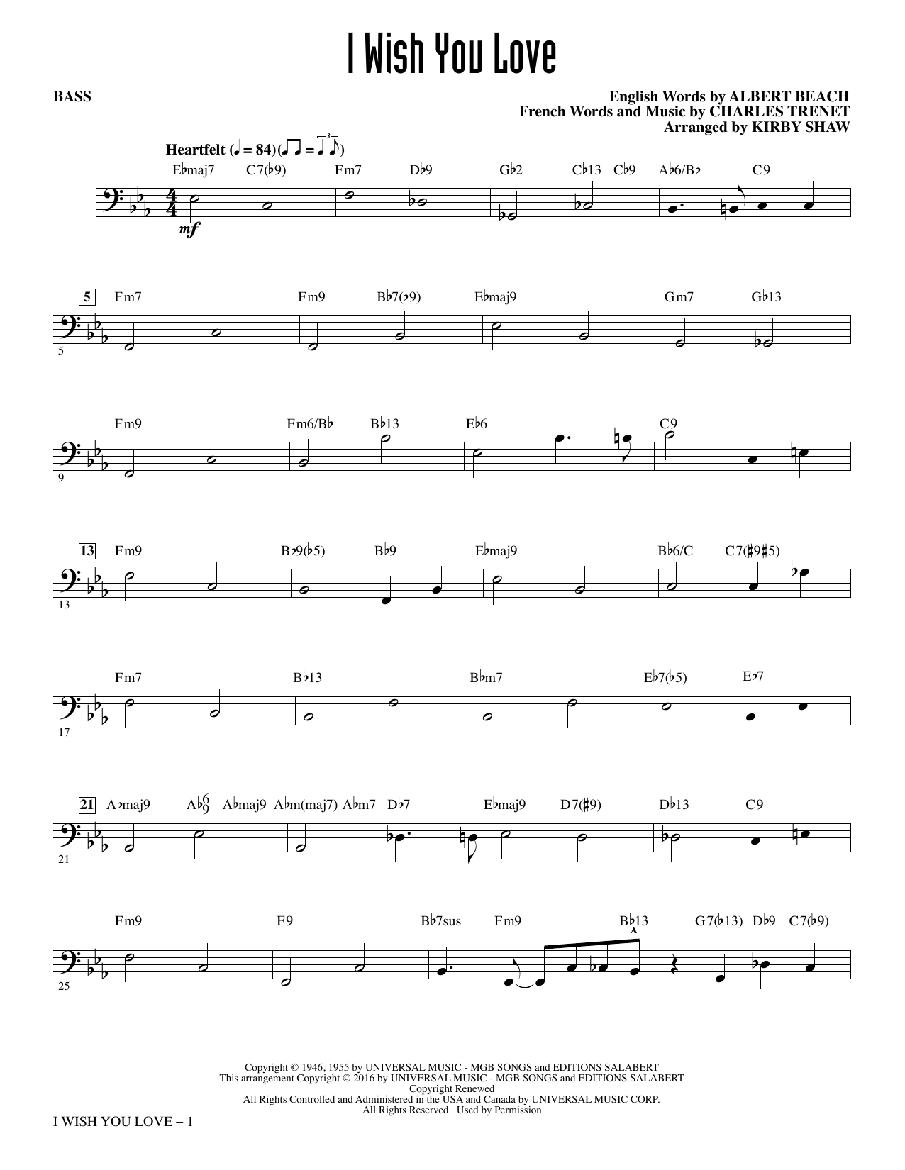 I Wish You Love – Bass I Wish You Love – Bass