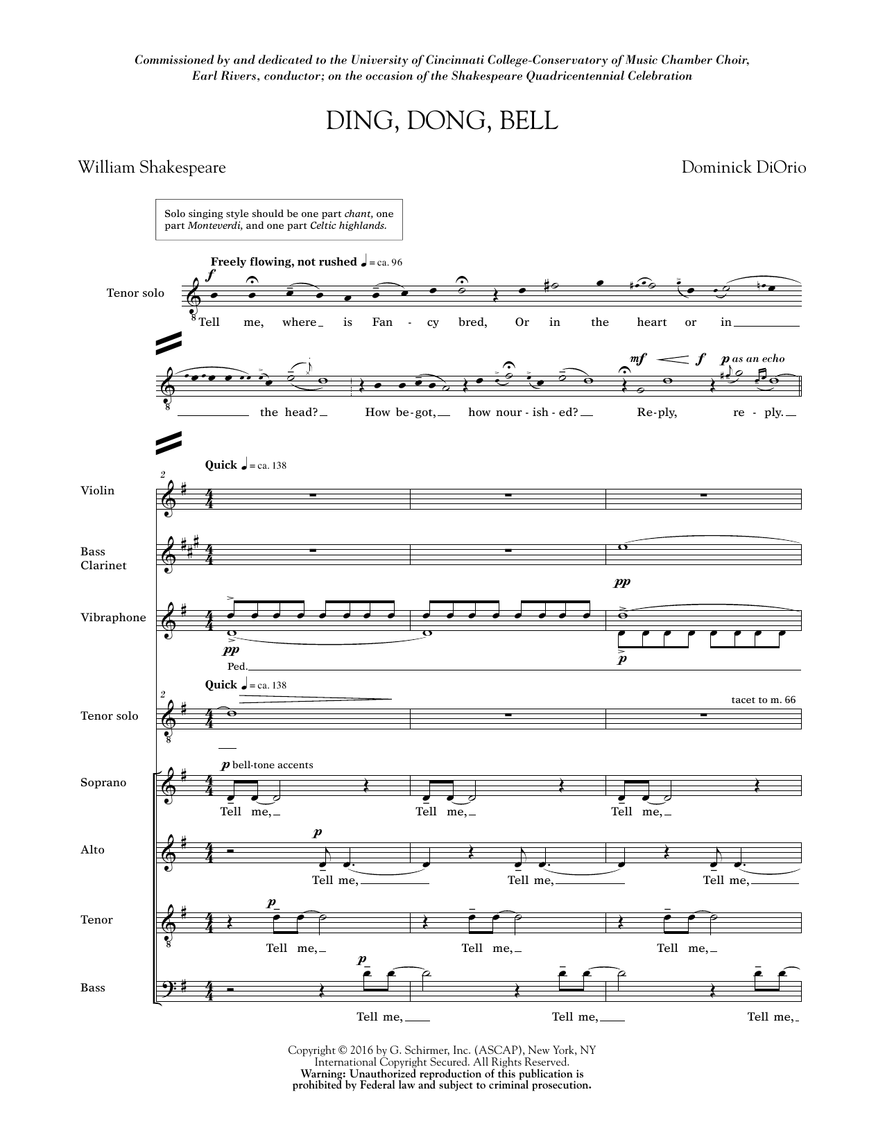 Ding, Dong, Bell – Score Ding, Dong, Bell – Score