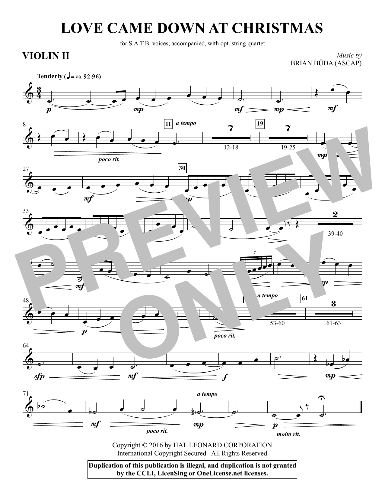 Love Came Down at Christmas – Violin 2 Love Came Down at Christmas – Violin 2