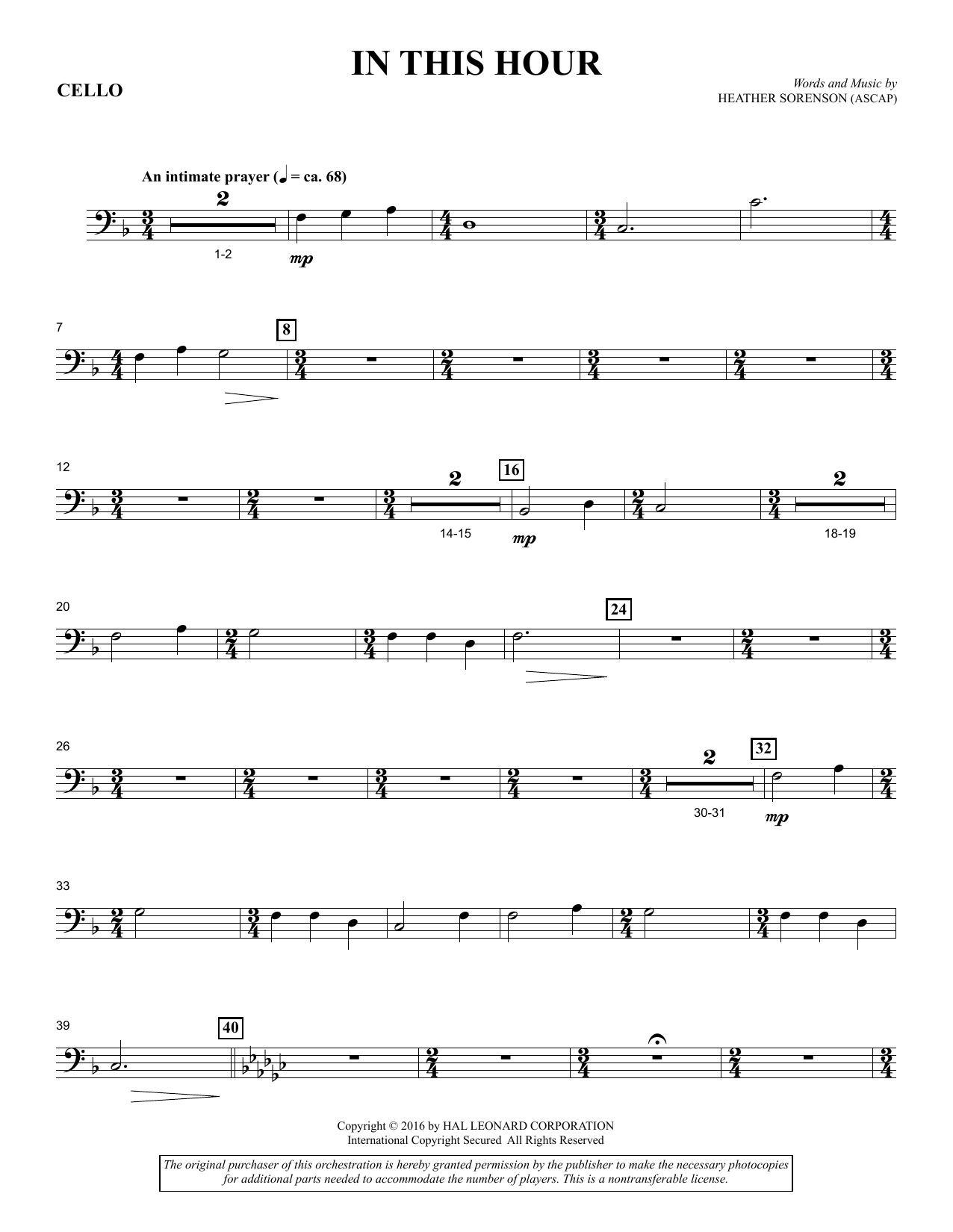 In This Hour – Cello In This Hour – Cello
