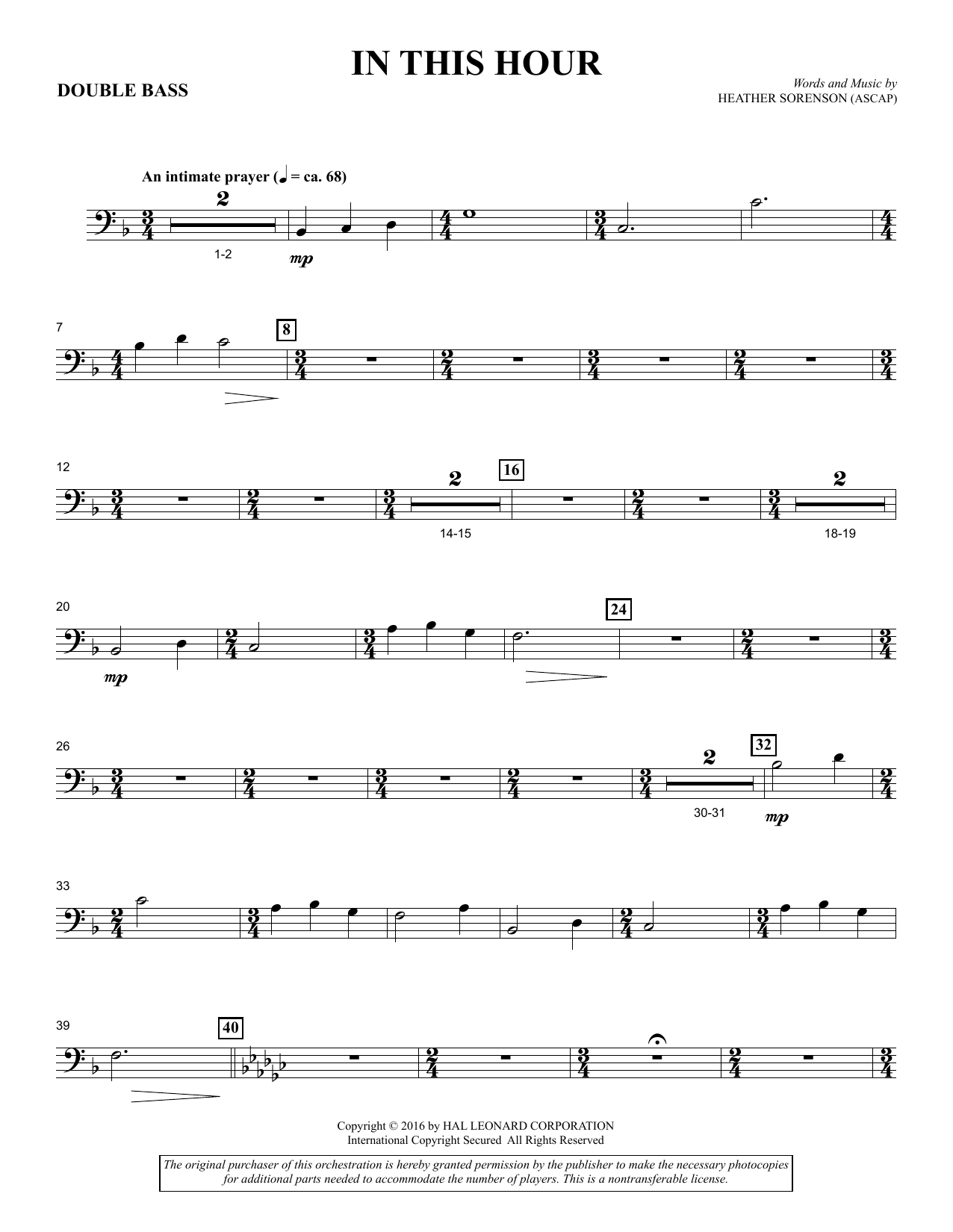 In This Hour – Double Bass In This Hour – Double Bass