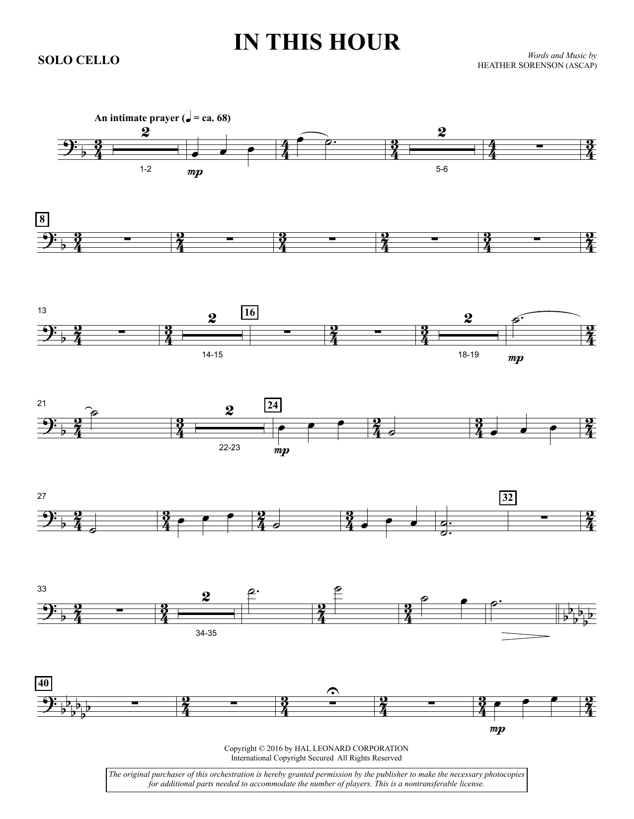 In This Hour – Solo Cello In This Hour – Solo Cello