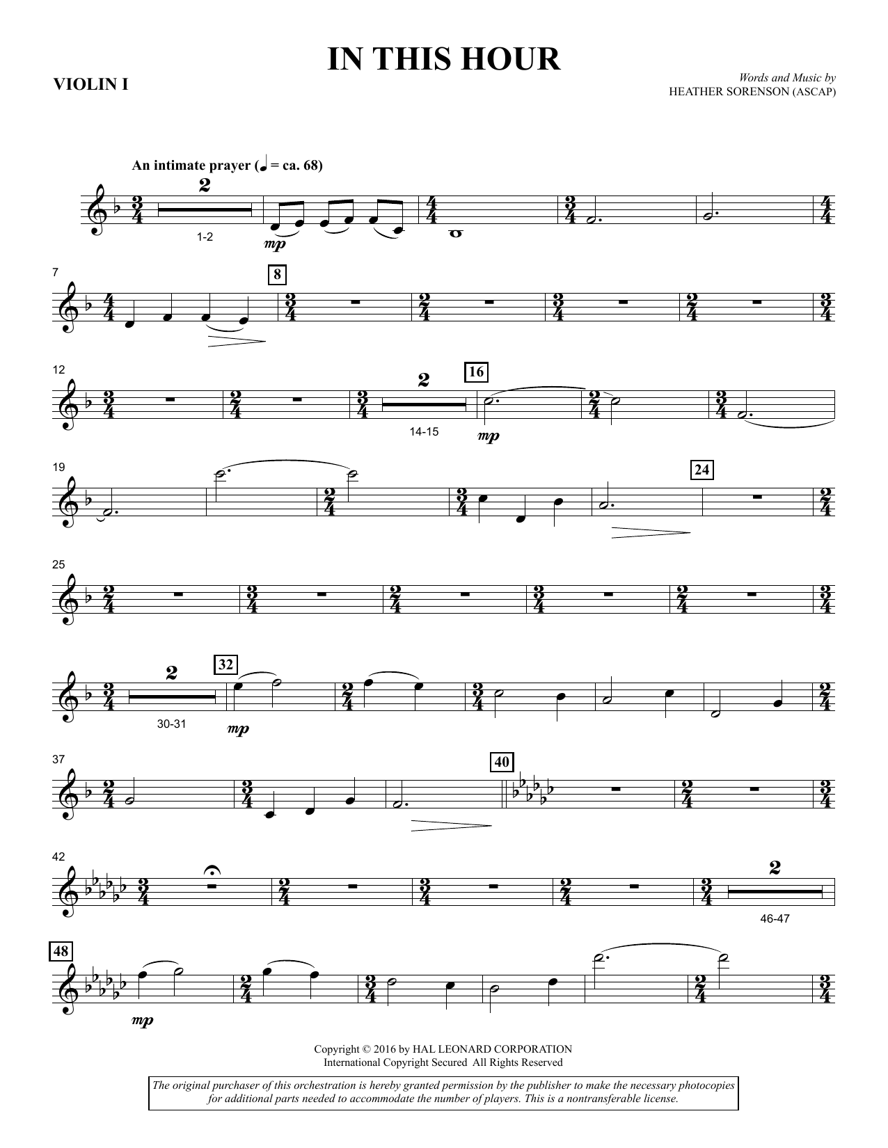 In This Hour – Violin 1 In This Hour – Violin 1
