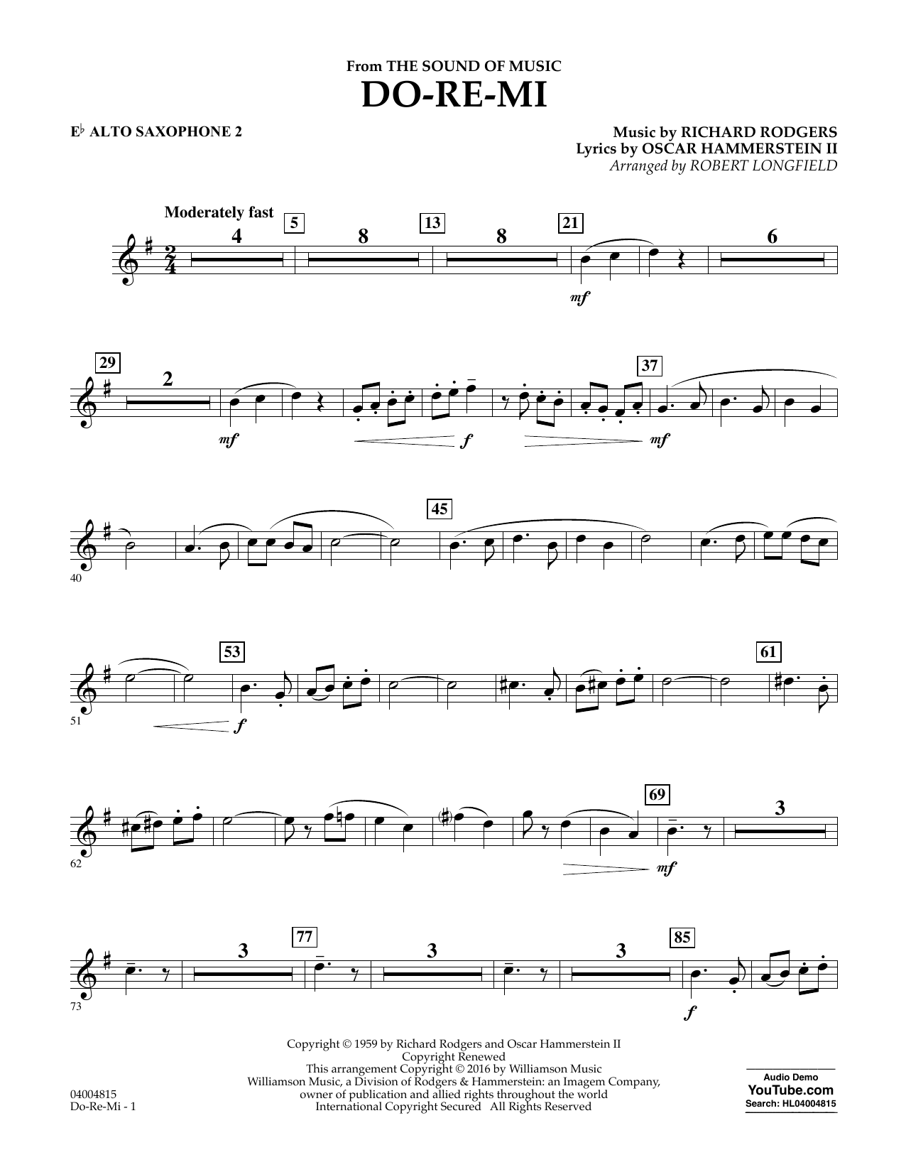Do-Re-Mi (from The Sound of Music) – Eb Alto Saxophone 2 Do-Re-Mi (from The Sound of Music) – Eb Alto Saxophone 2