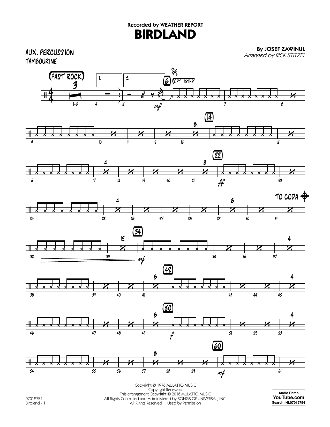 Birdland – Aux Percussion Birdland – Aux Percussion
