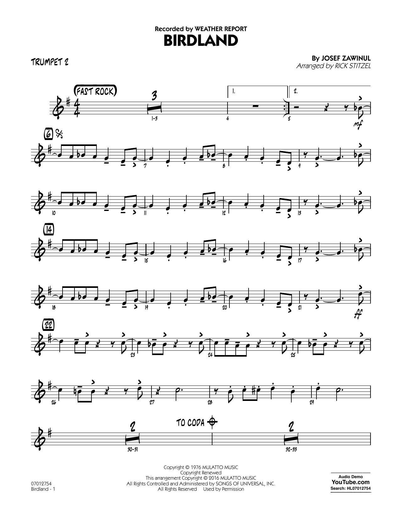 Birdland – Trumpet 2 Birdland – Trumpet 2