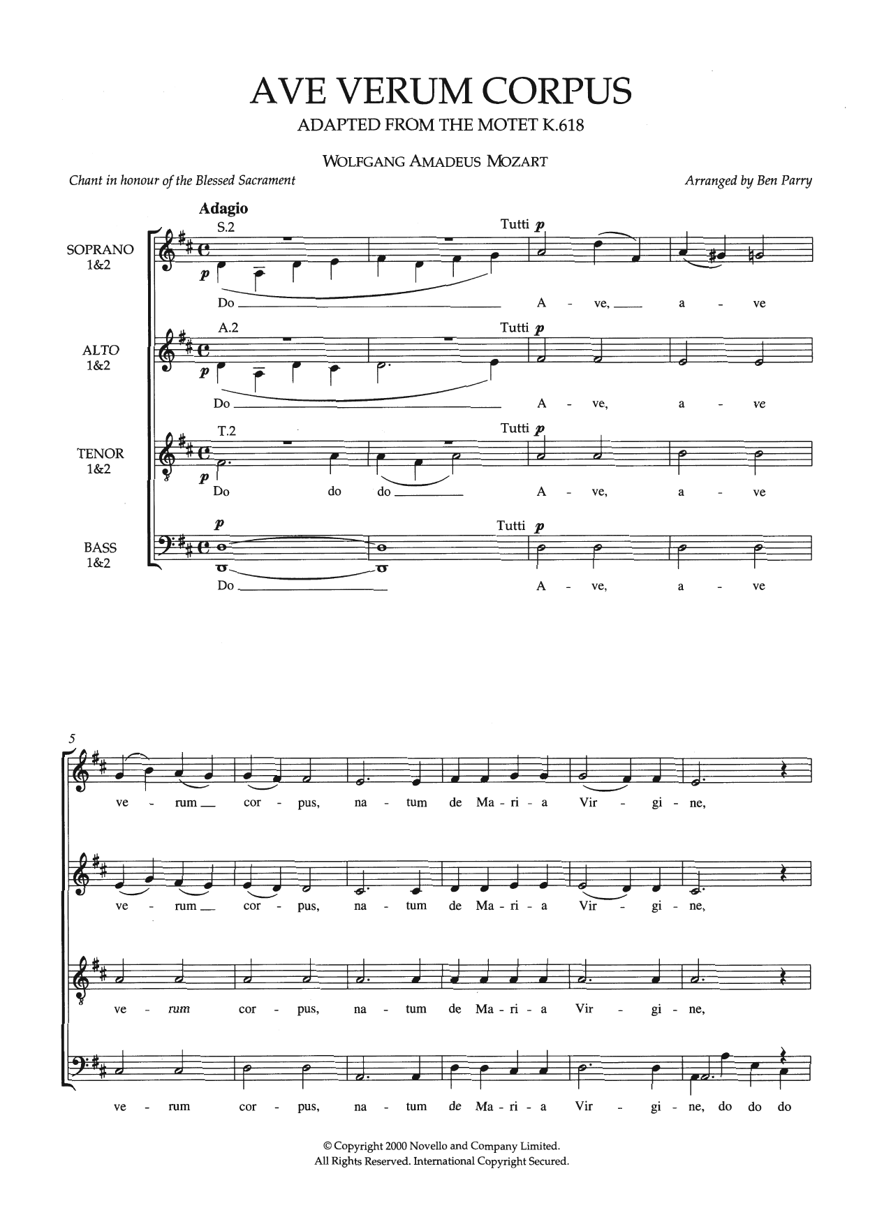 Ave Verum Corpus, K618 (arr. Ben Parry) Ave Verum Corpus, K618 (arr. Ben Parry)