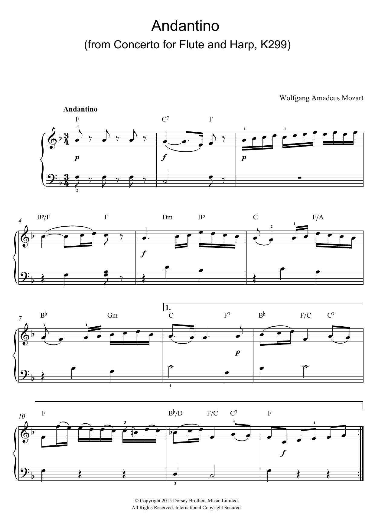 Andantino (from Concerto for Flute and Harp, K299) (excerpt) Andantino (from Concerto for Flute and Harp, K299) (excerpt)