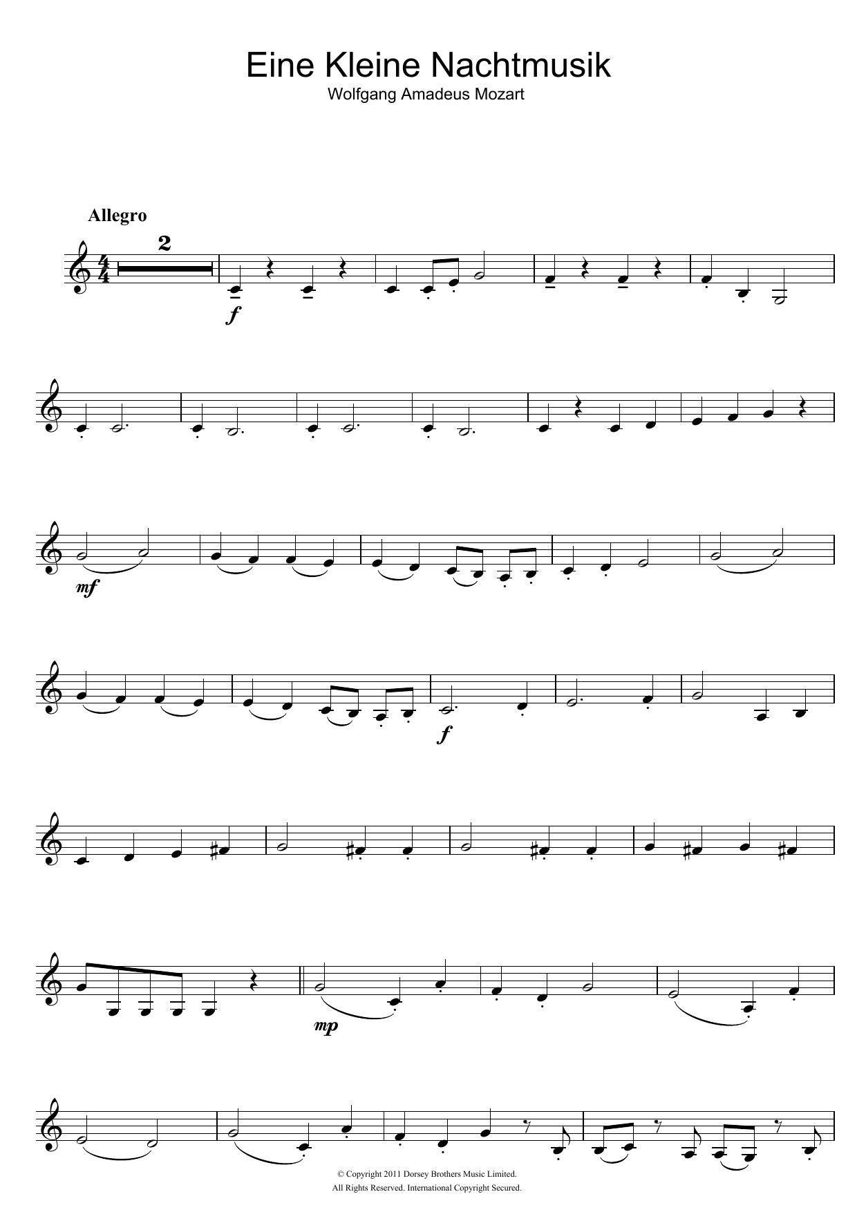 Allegro from Eine Kleine Nachtmusik K525 Allegro from Eine Kleine Nachtmusik K525