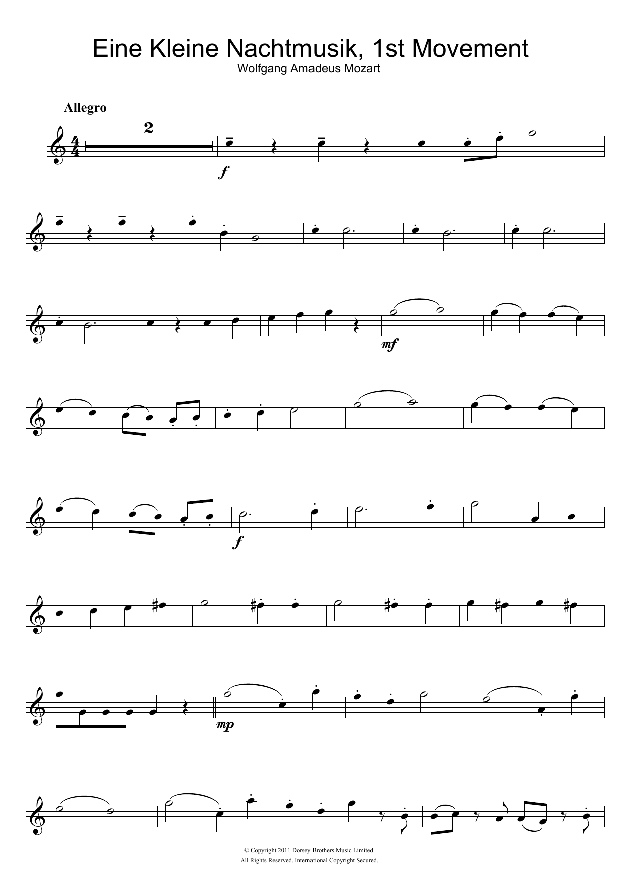 Allegro from Eine Kleine Nachtmusik K525 Allegro from Eine Kleine Nachtmusik K525