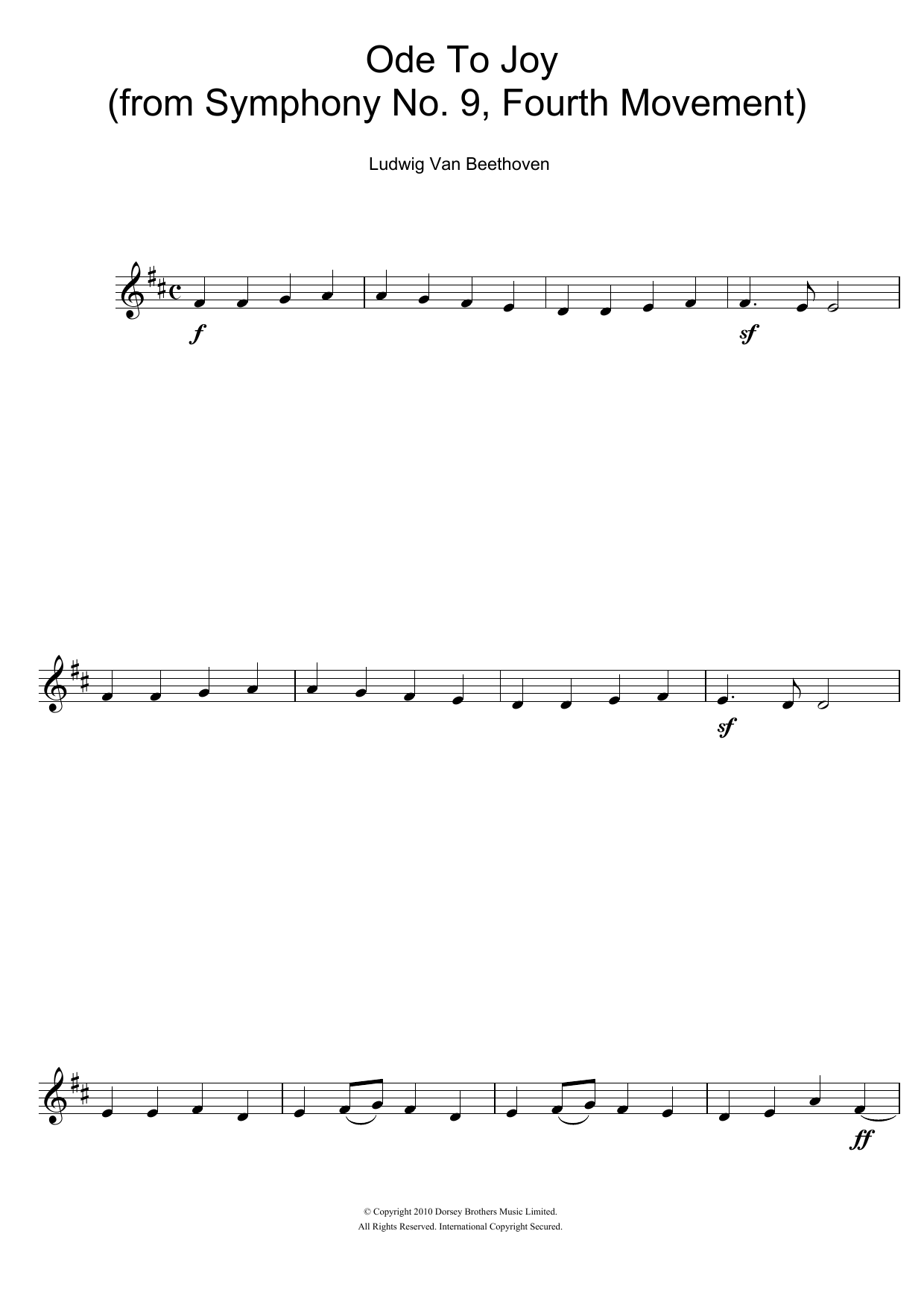 Ode To Joy from Symphony No. 9, Fourth Movement Ode To Joy from Symphony No. 9, Fourth Movement