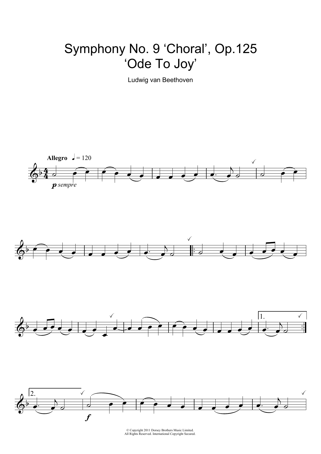 Ode To Joy from Symphony No. 9, Fourth Movement Ode To Joy from Symphony No. 9, Fourth Movement