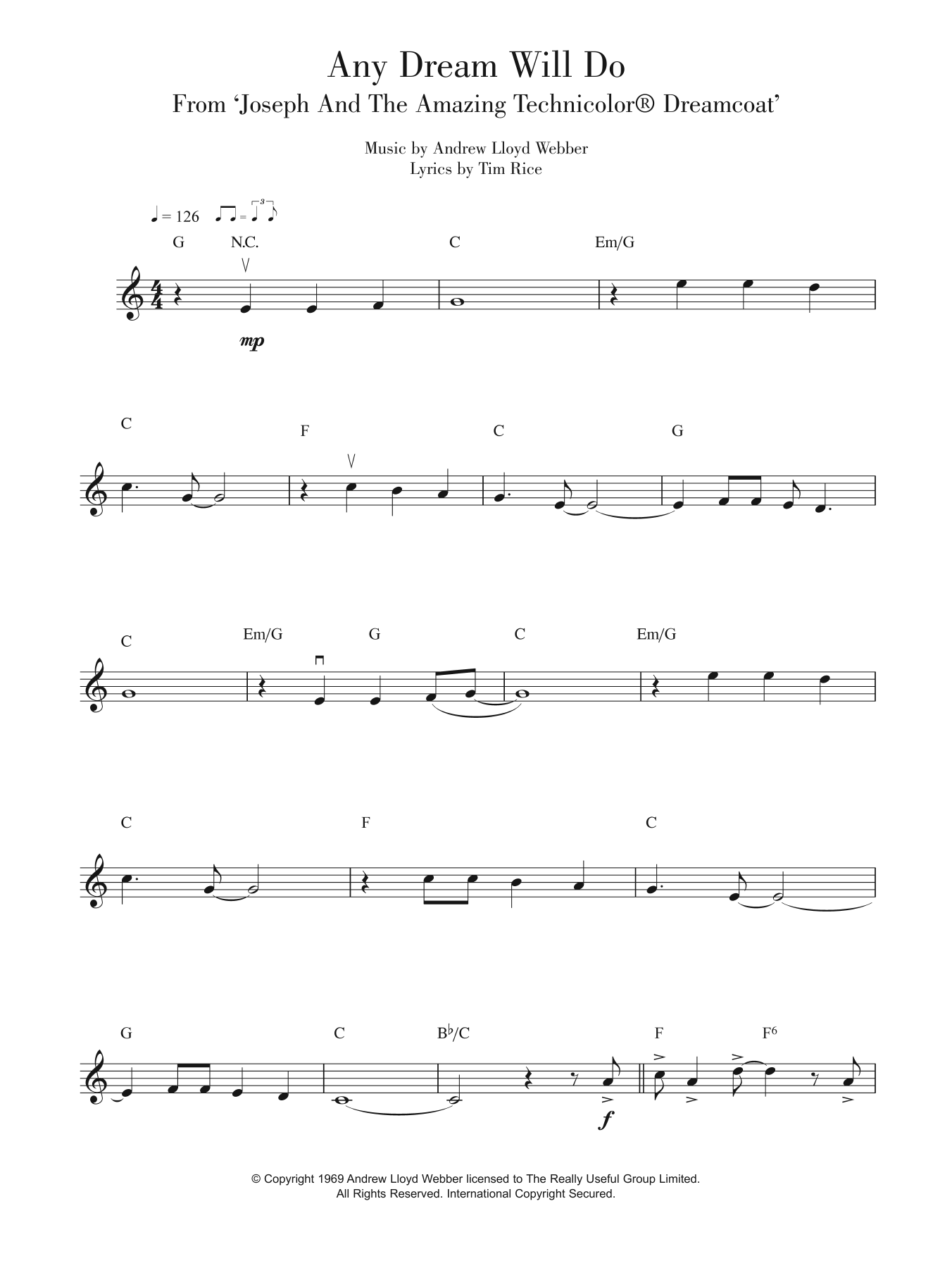 Any Dream Will Do (from Joseph And The Amazing Technicolor Dreamcoat) Any Dream Will Do (from Joseph And The Amazing Technicolor Dreamcoat)