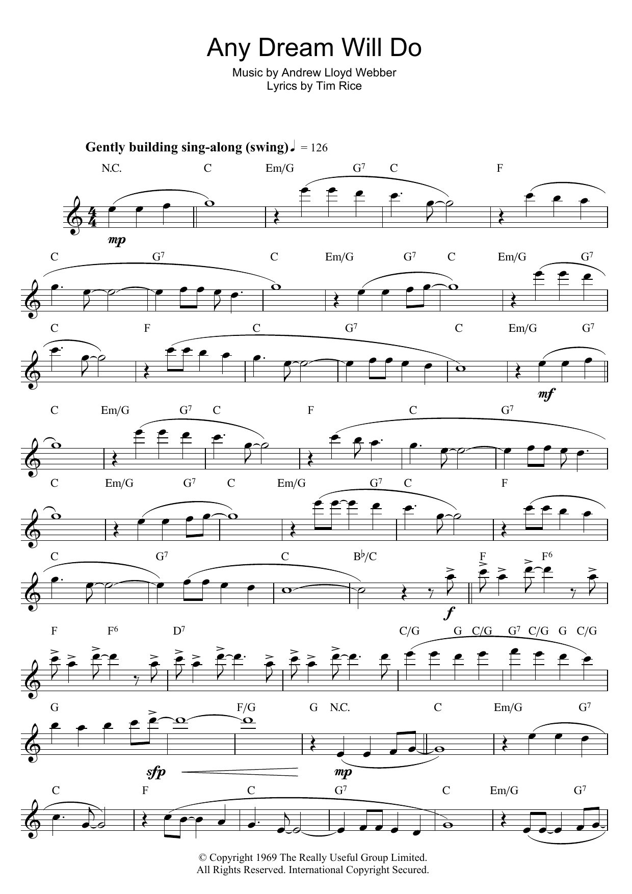 Any Dream Will Do (from Joseph And The Amazing Technicolor Dreamcoat) Any Dream Will Do (from Joseph And The Amazing Technicolor Dreamcoat)