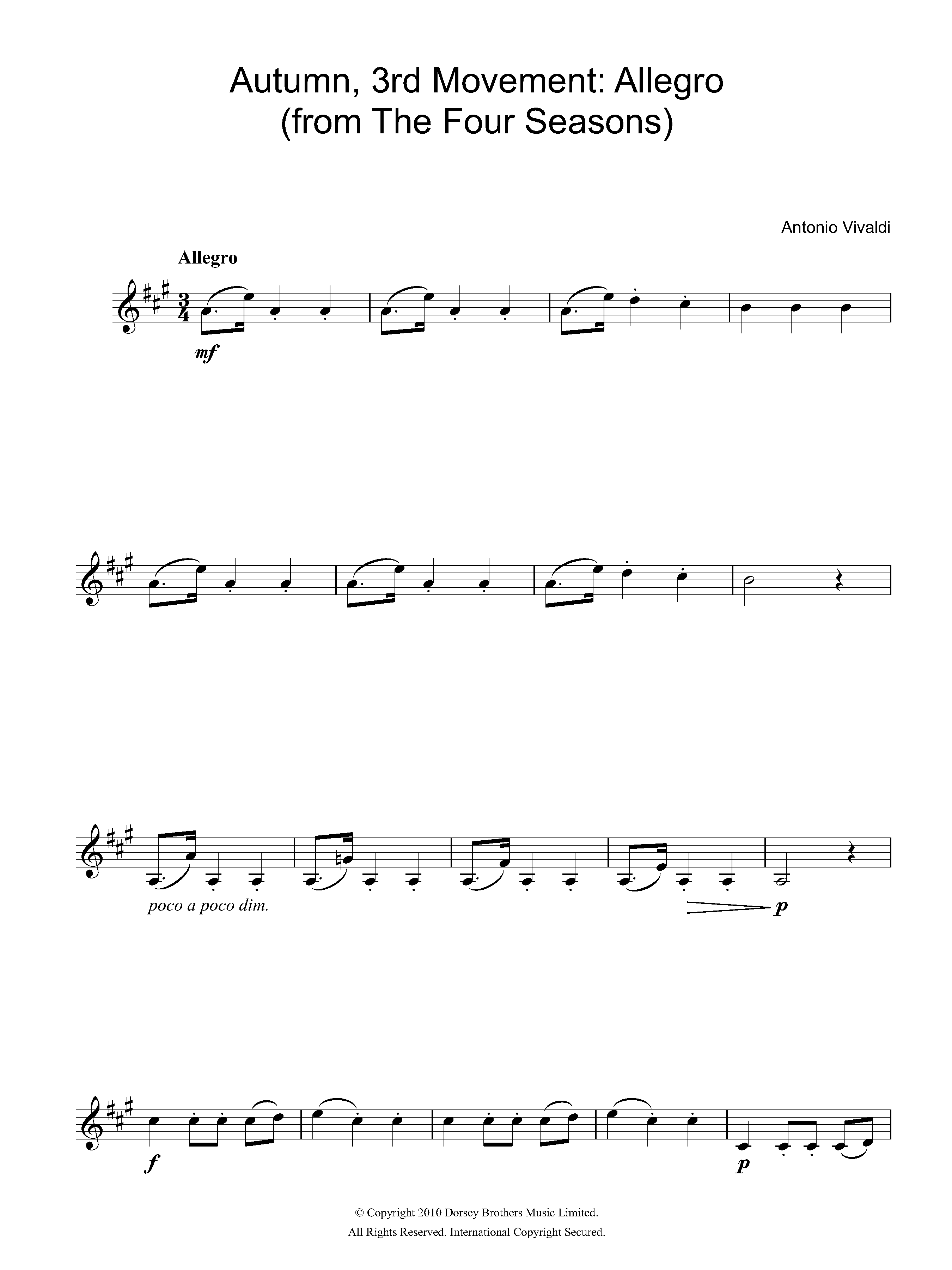 Autumn (from The Four Seasons), 3rd Movement Autumn (from The Four Seasons), 3rd Movement
