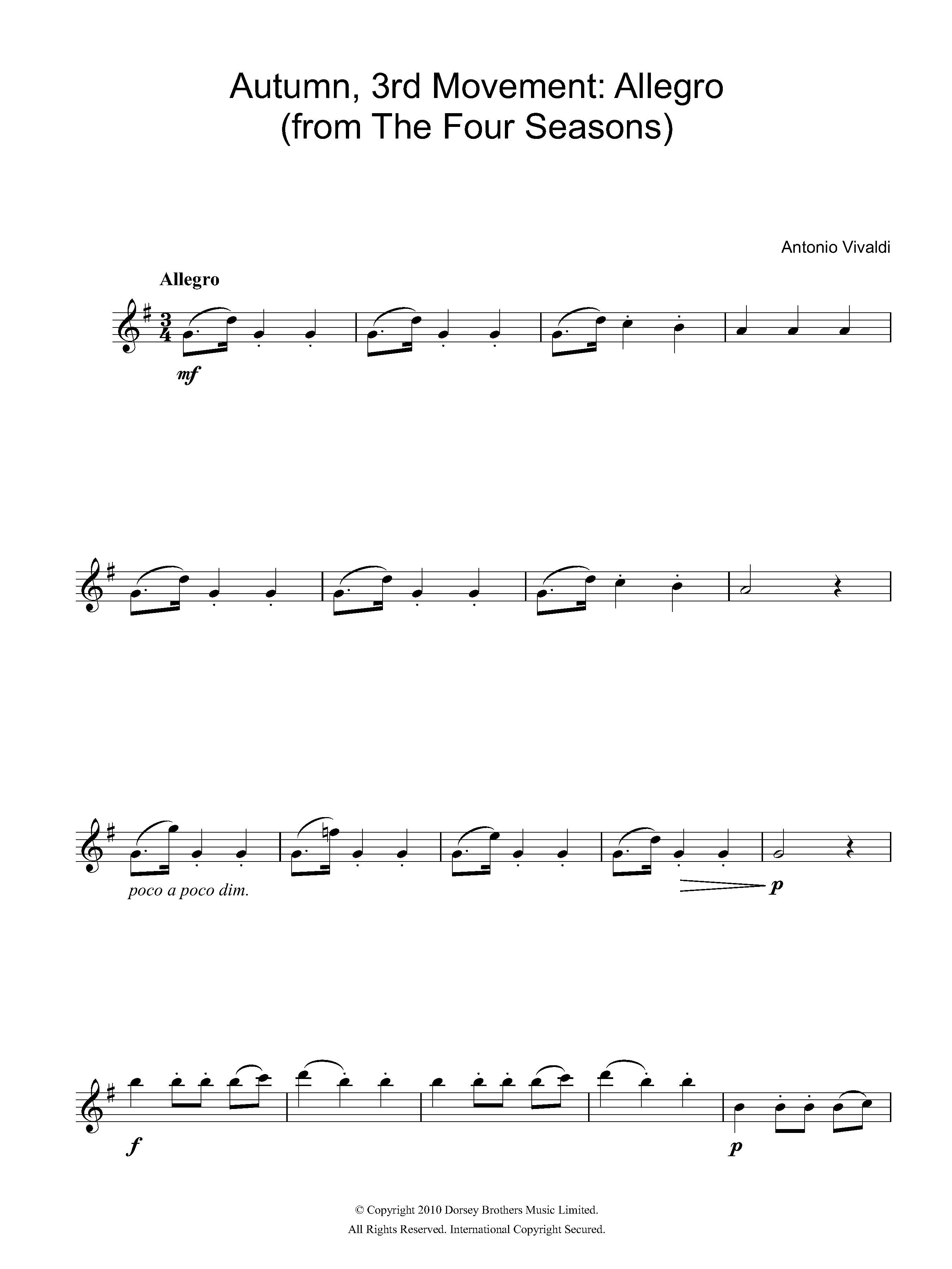 Autumn (from The Four Seasons), 3rd Movement Autumn (from The Four Seasons), 3rd Movement