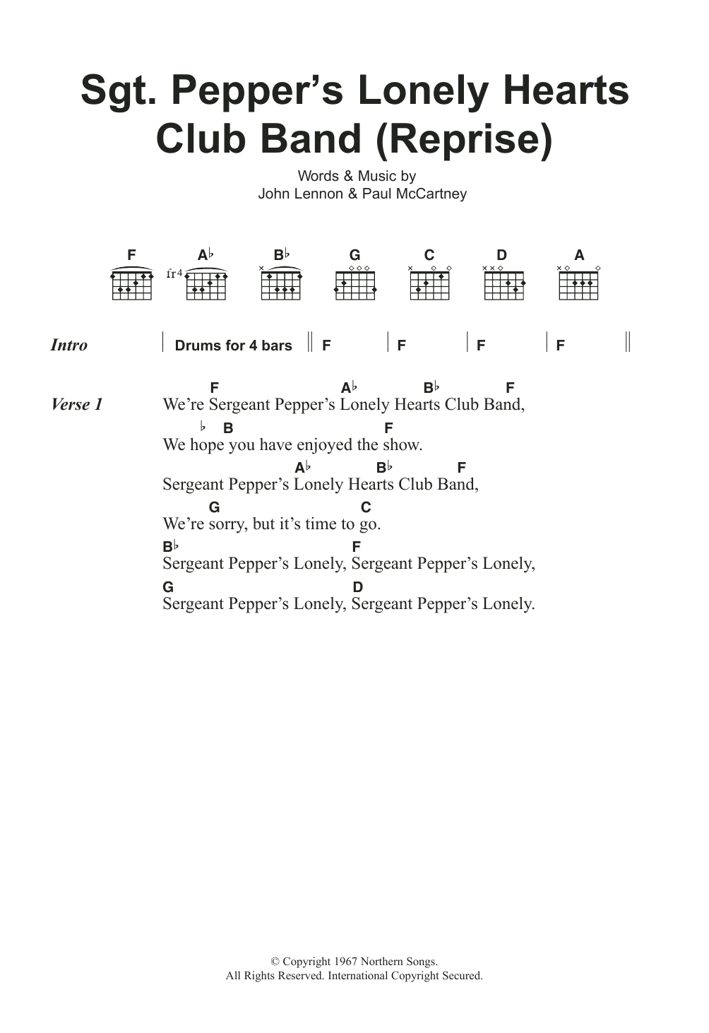 Sgt. Pepper’s Lonely Hearts Club Band (Reprise) Sgt. Pepper’s Lonely Hearts Club Band (Reprise)