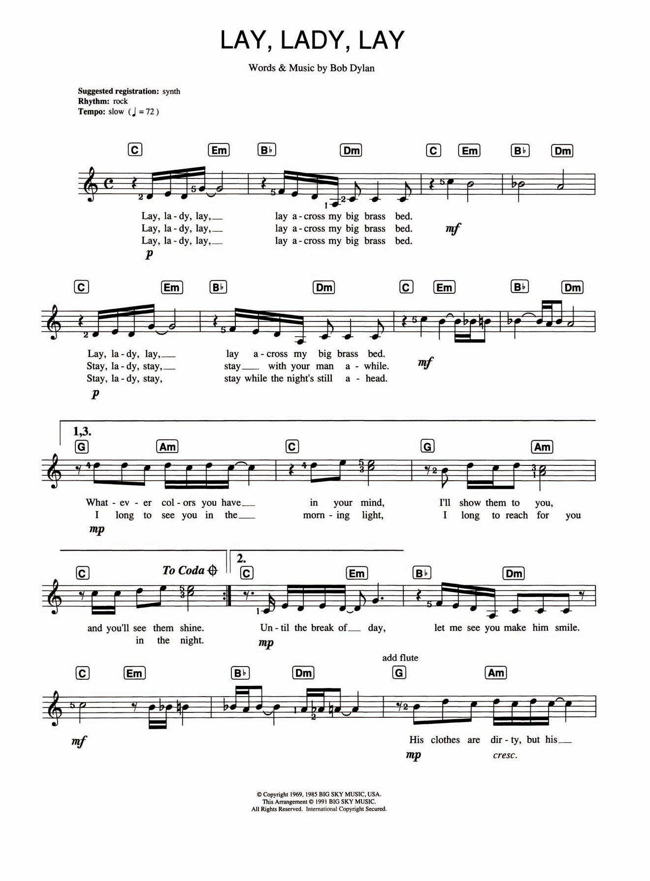 Lay Lady Lay Lay Lady Lay