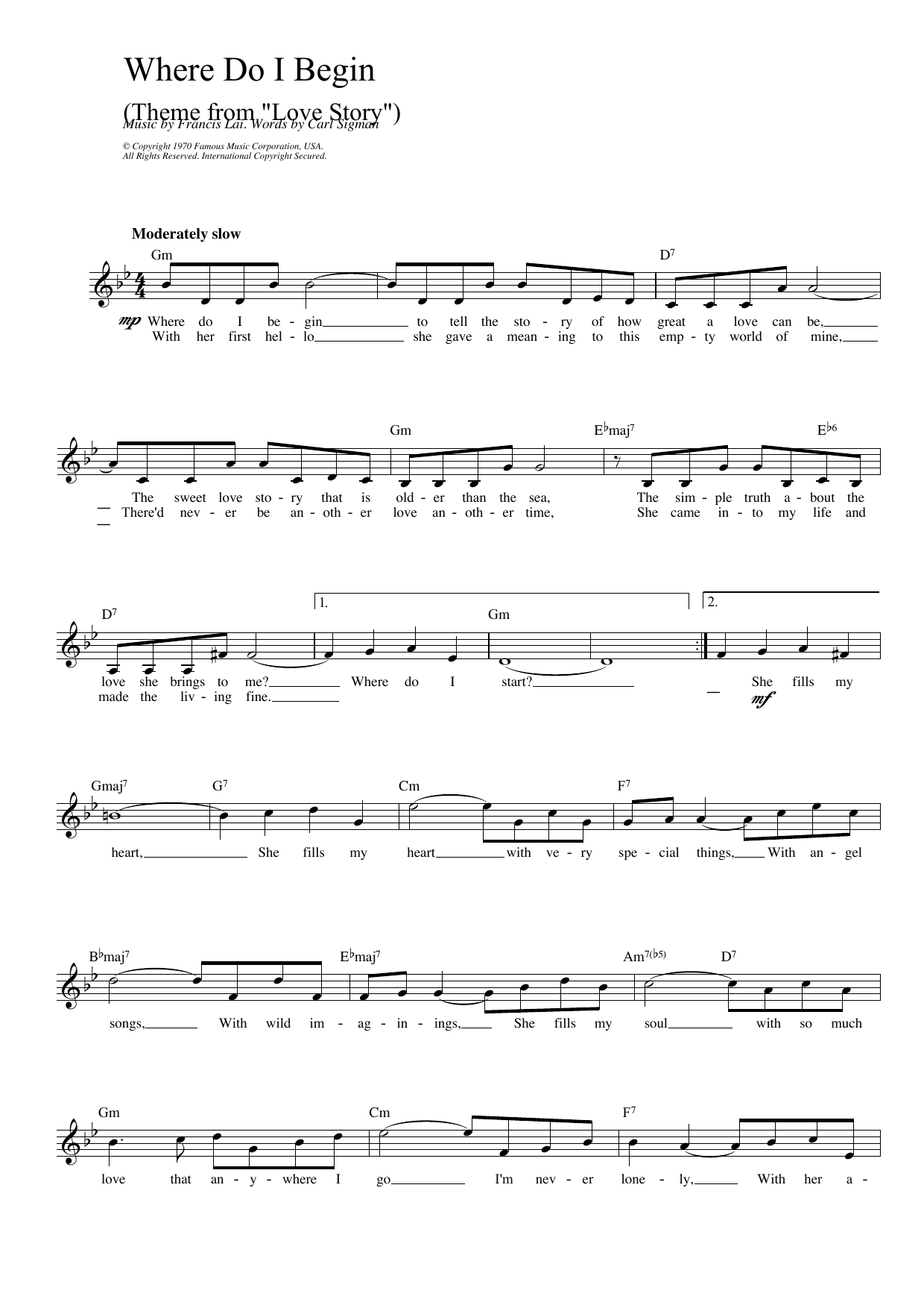 Where Do I Begin (theme from Love Story) Where Do I Begin (theme from Love Story)