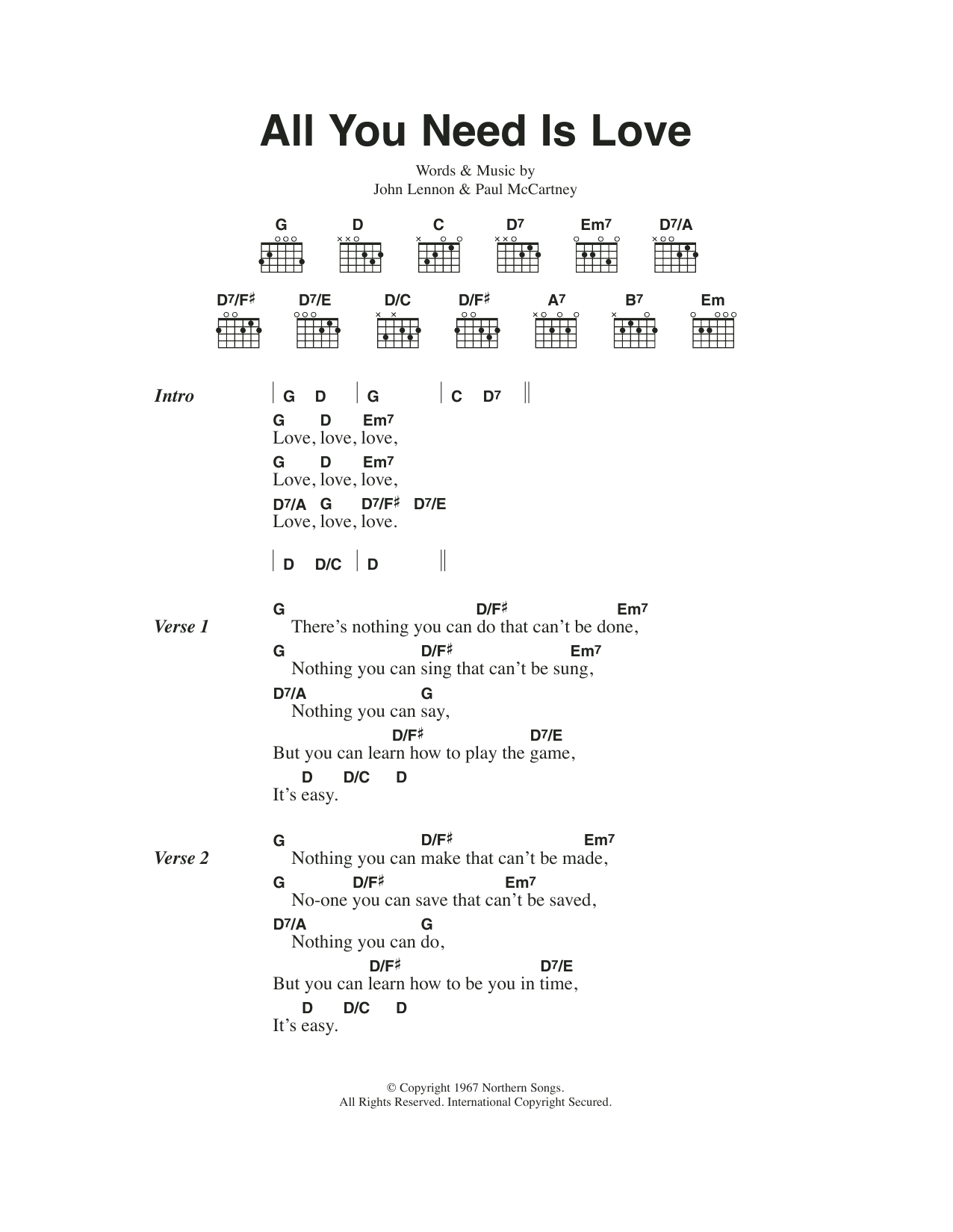 All You Need Is Love All You Need Is Love