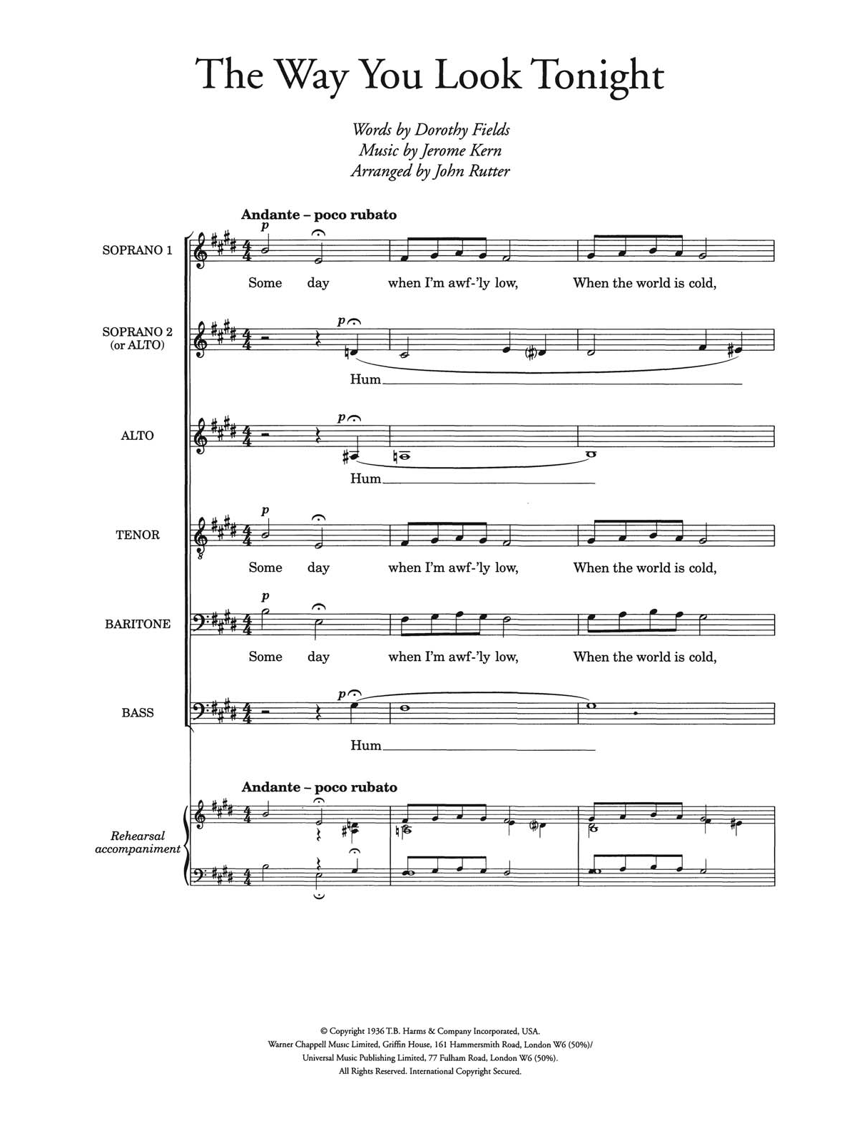 The Way You Look Tonight (arr. John Rutter) The Way You Look Tonight (arr. John Rutter)