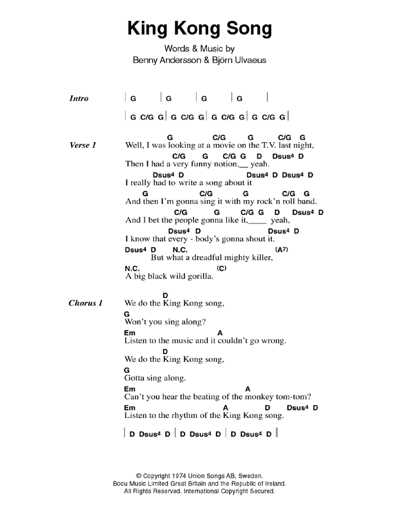 King Kong Song King Kong Song