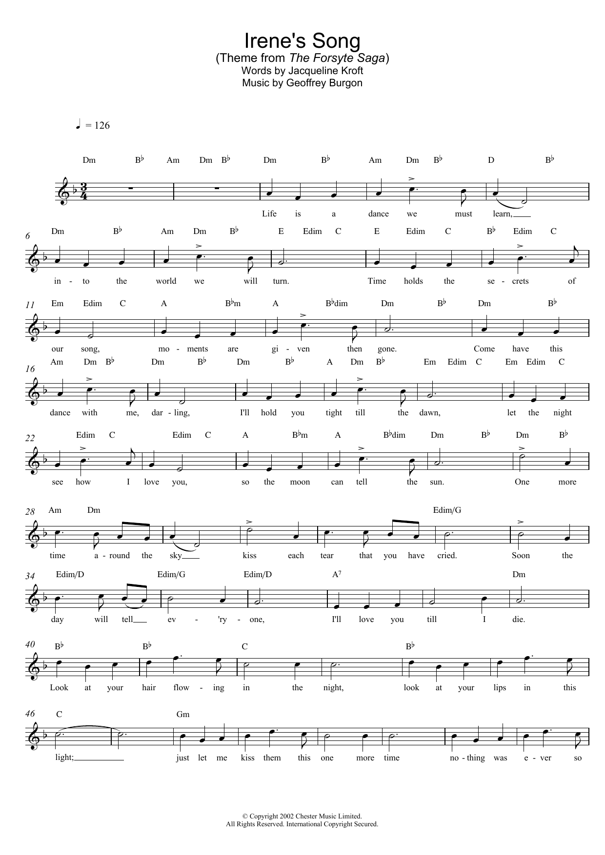 Irene’s Song (theme from The Forsyte Saga) Irene’s Song (theme from The Forsyte Saga)
