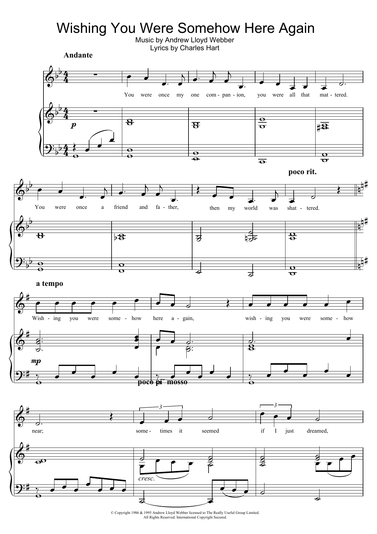 Wishing You Were Somehow Here Again (from The Phantom Of The Opera) Wishing You Were Somehow Here Again (from The Phantom Of The Opera)