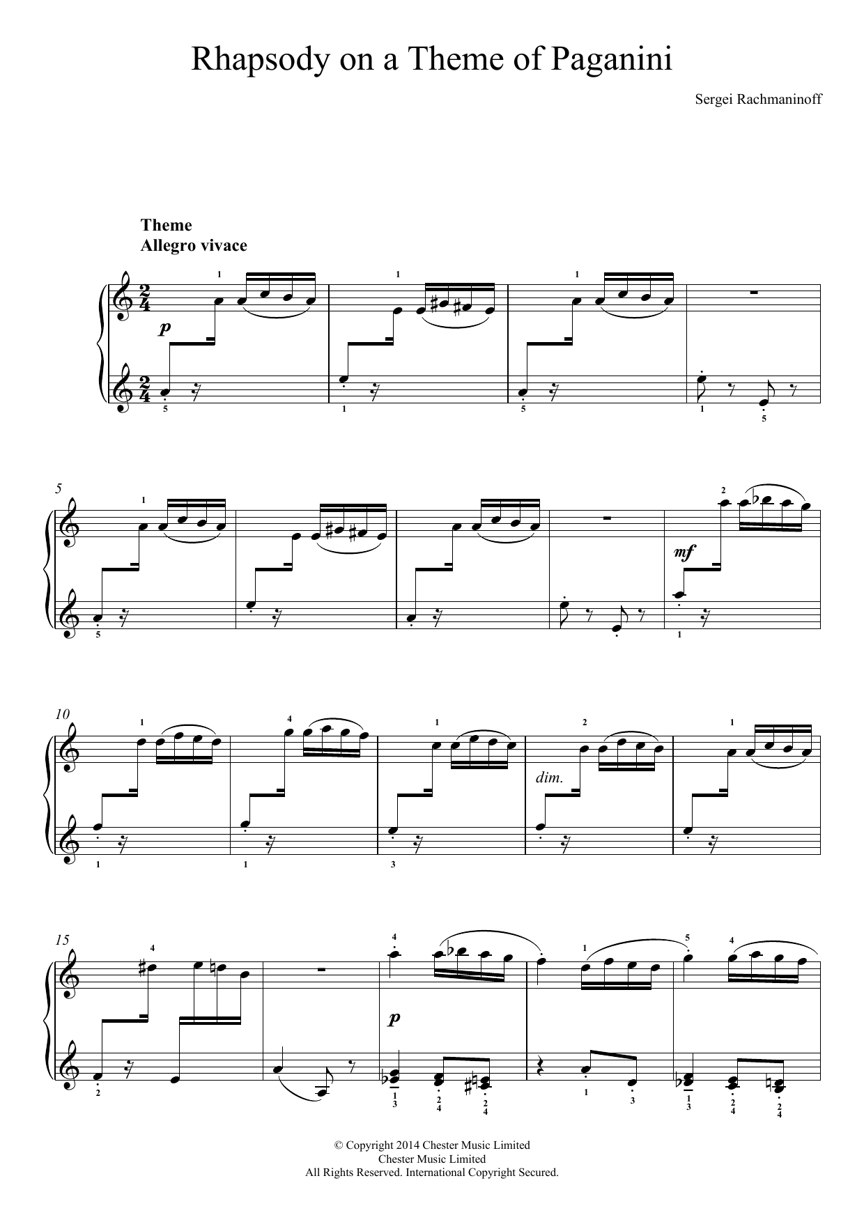 Rhapsody on a Theme of Paganini Rhapsody on a Theme of Paganini