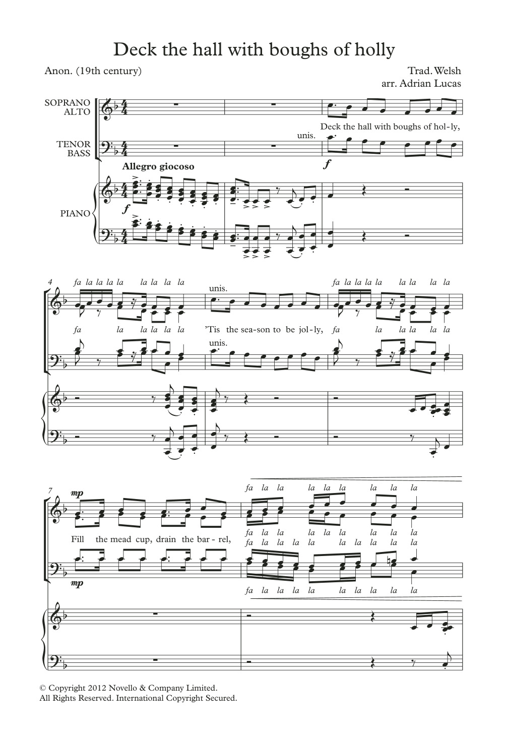 Deck The Halls With Boughs Of Holly (arr. Adrian Lucas) Deck The Halls With Boughs Of Holly (arr. Adrian Lucas)