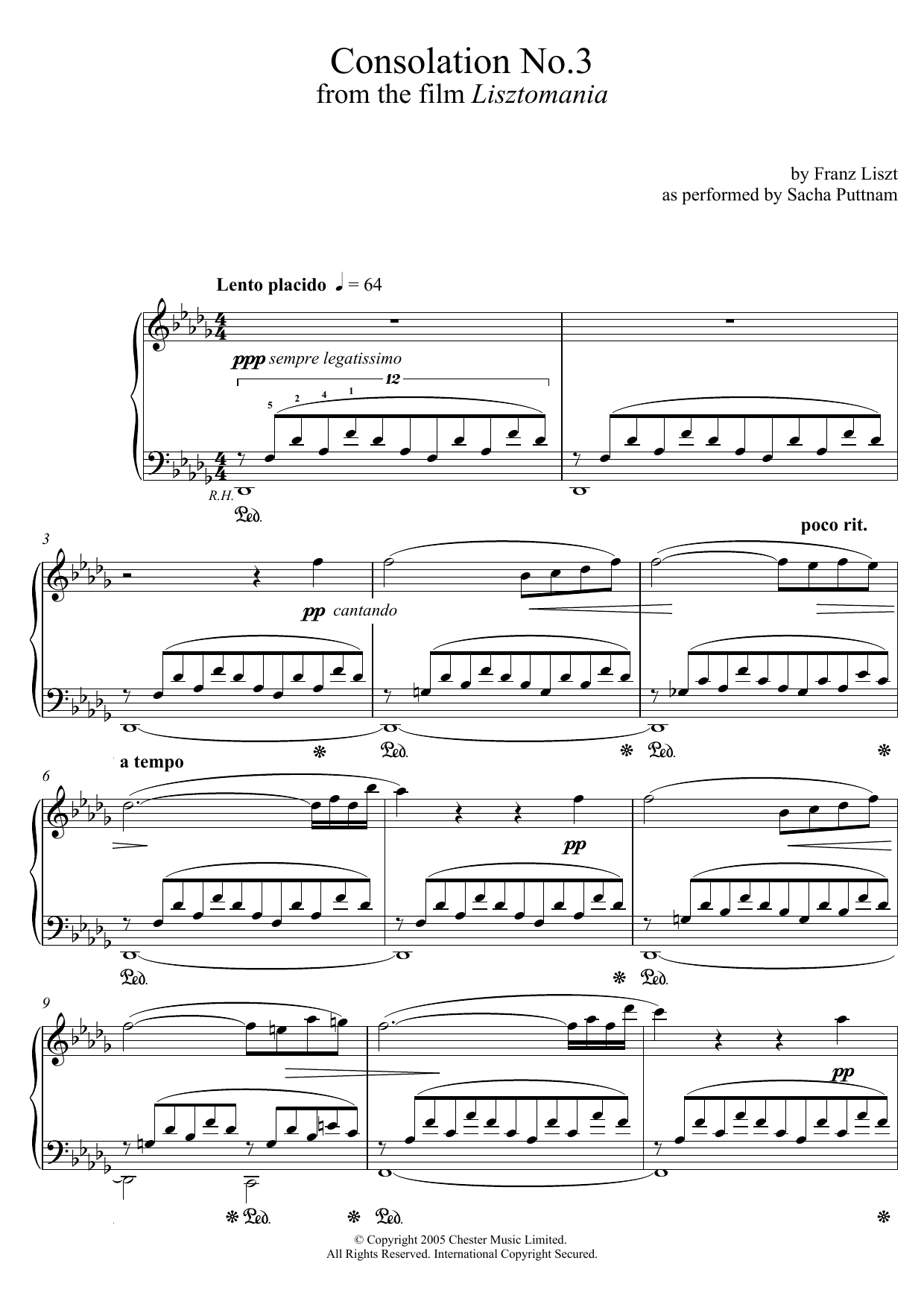Consolation No.3 In D Flat (as performed by Sacha Puttnam) Consolation No.3 In D Flat (as performed by Sacha Puttnam)