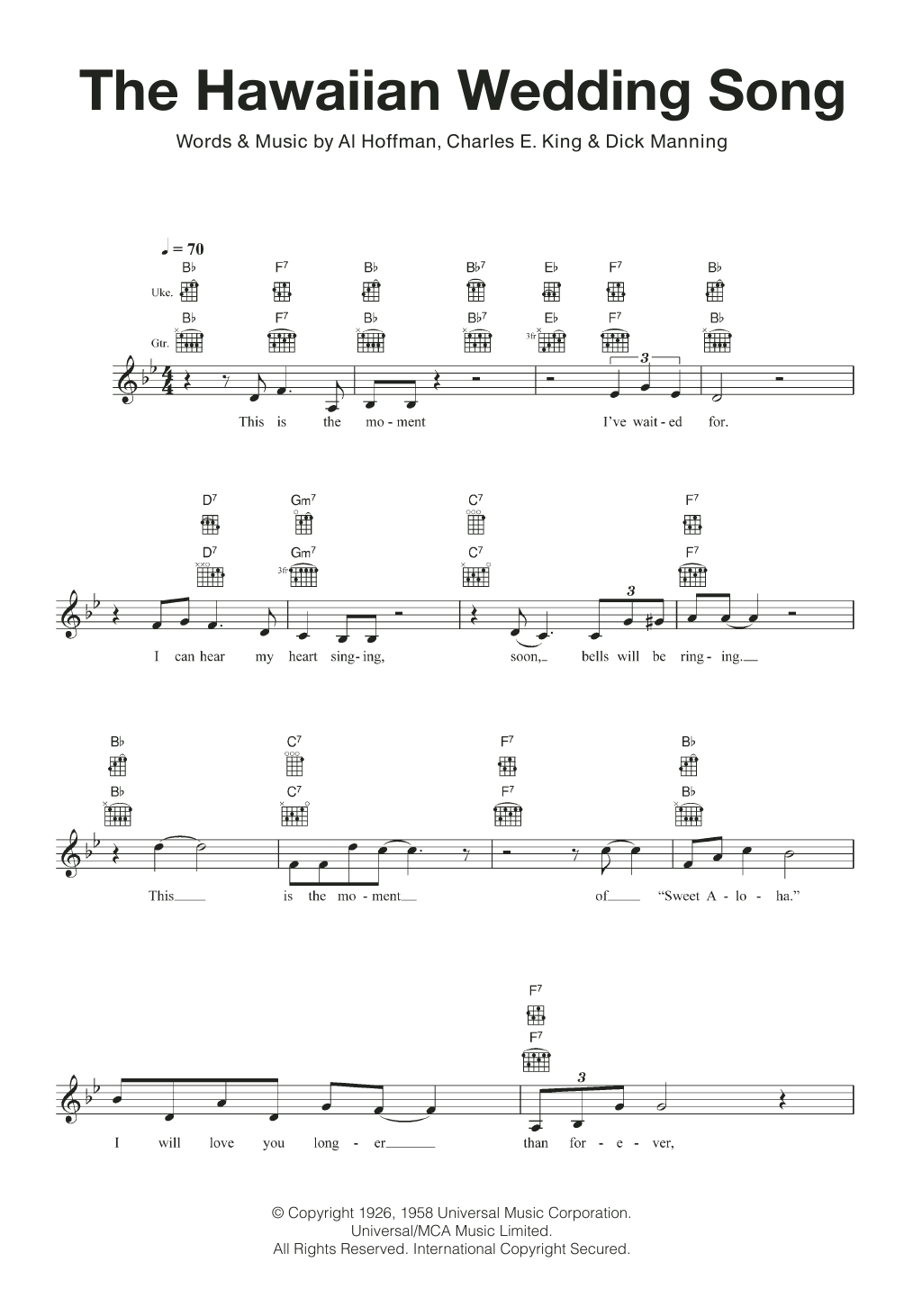 The Hawaiian Wedding Song The Hawaiian Wedding Song
