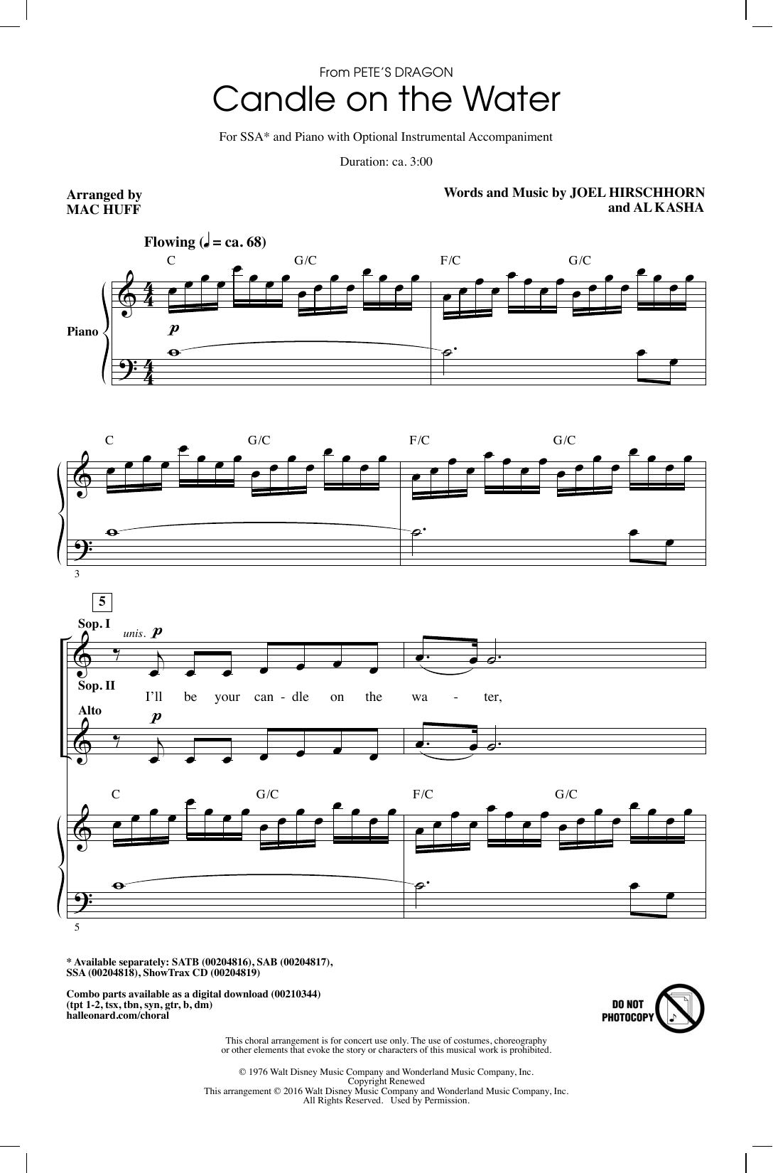 Candle On The Water (from Pete’s Dragon) (arr. Mac Huff)