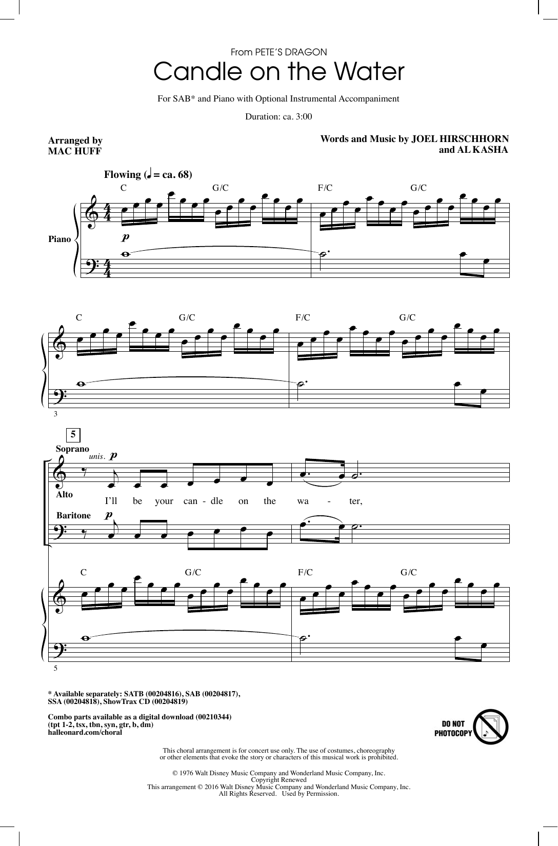 Candle On The Water (from Pete’s Dragon) (arr. Mac Huff)