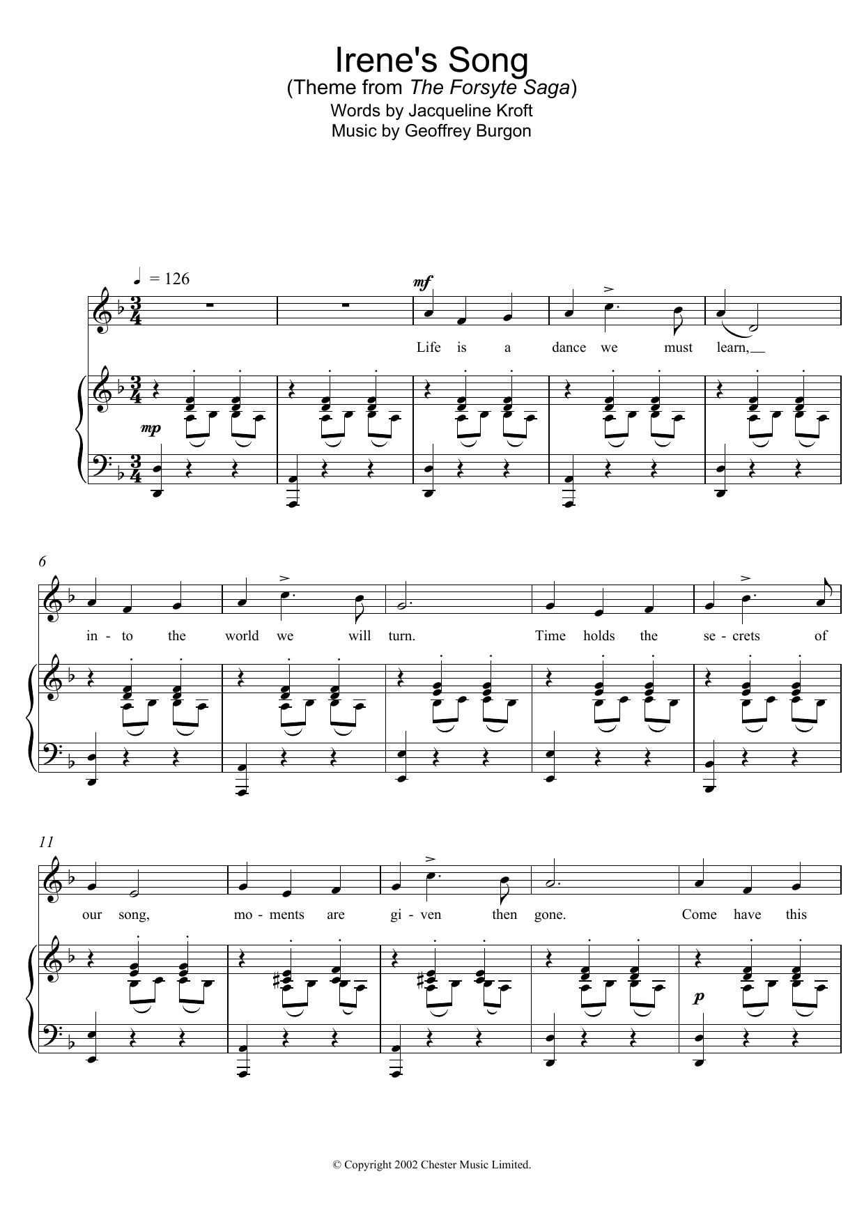 Irene’s Song (theme from The Forsyte Saga) Irene’s Song (theme from The Forsyte Saga)